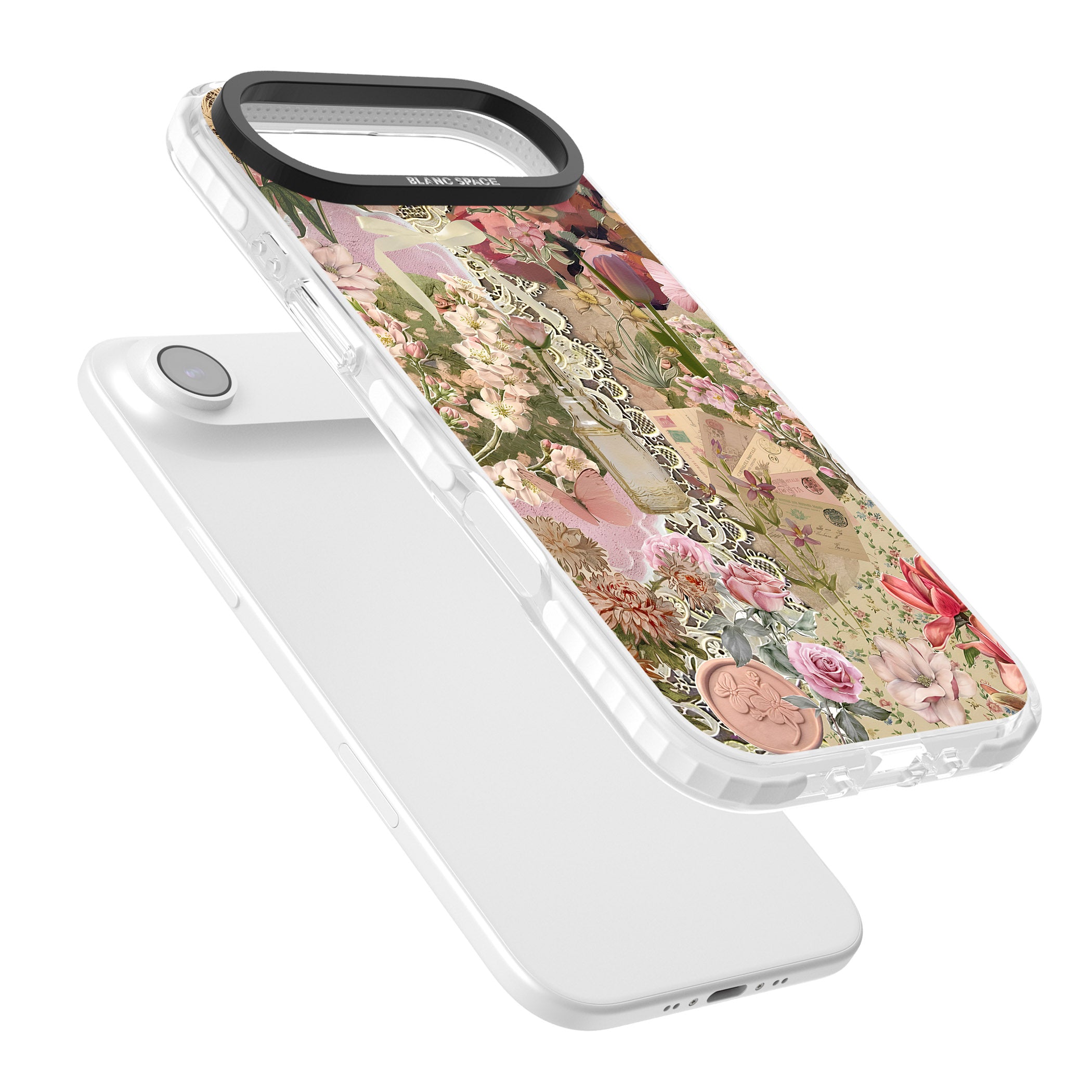 Soft Pink Flower Collage iPhone 17 Air Impact Clear Phone Case Colours