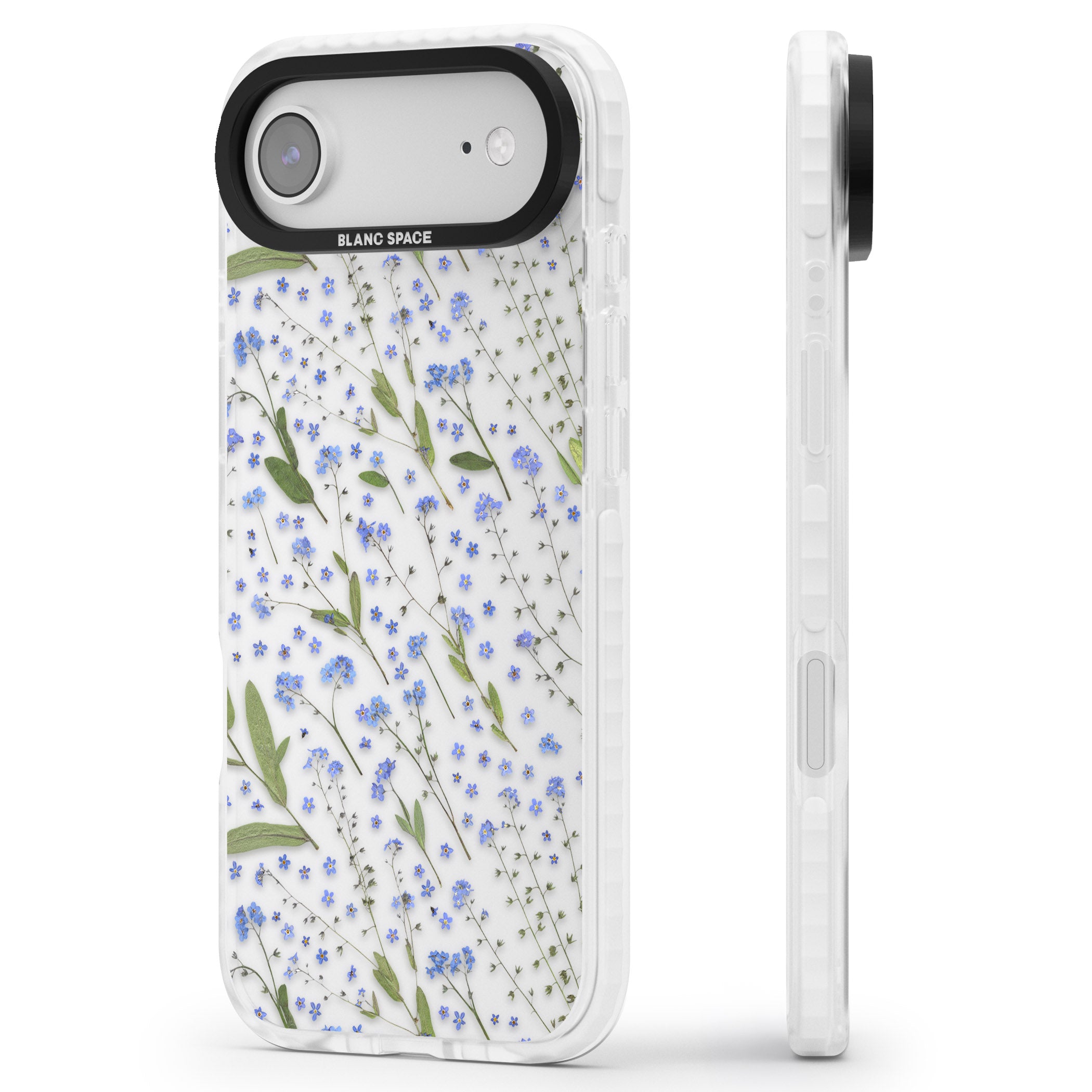Blue Meadow Floral iPhone 17 Air Impact Clear Phone Case Side Profile