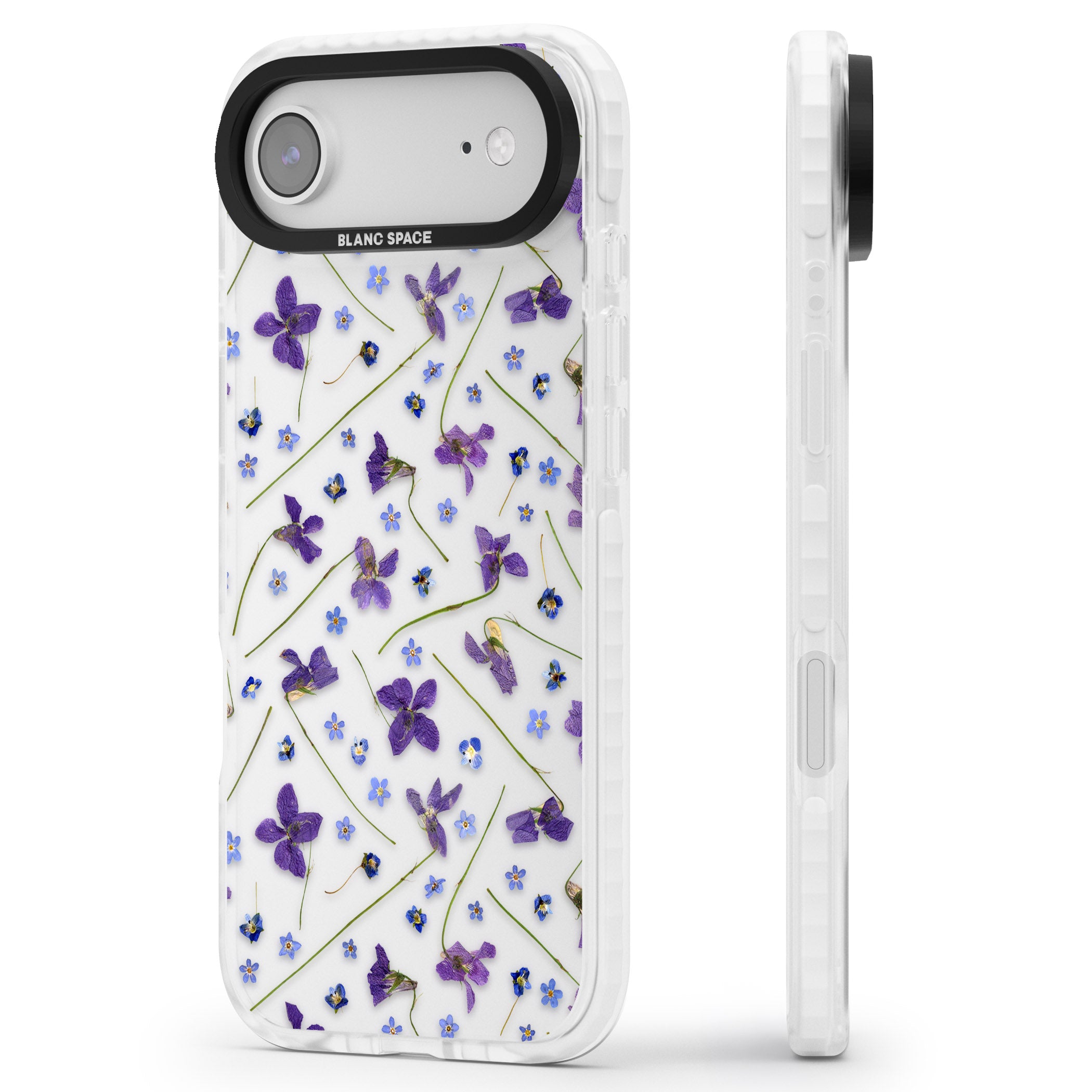 Pressed Violet Flower iPhone 17 Air Impact Clear Phone Case Side Profile