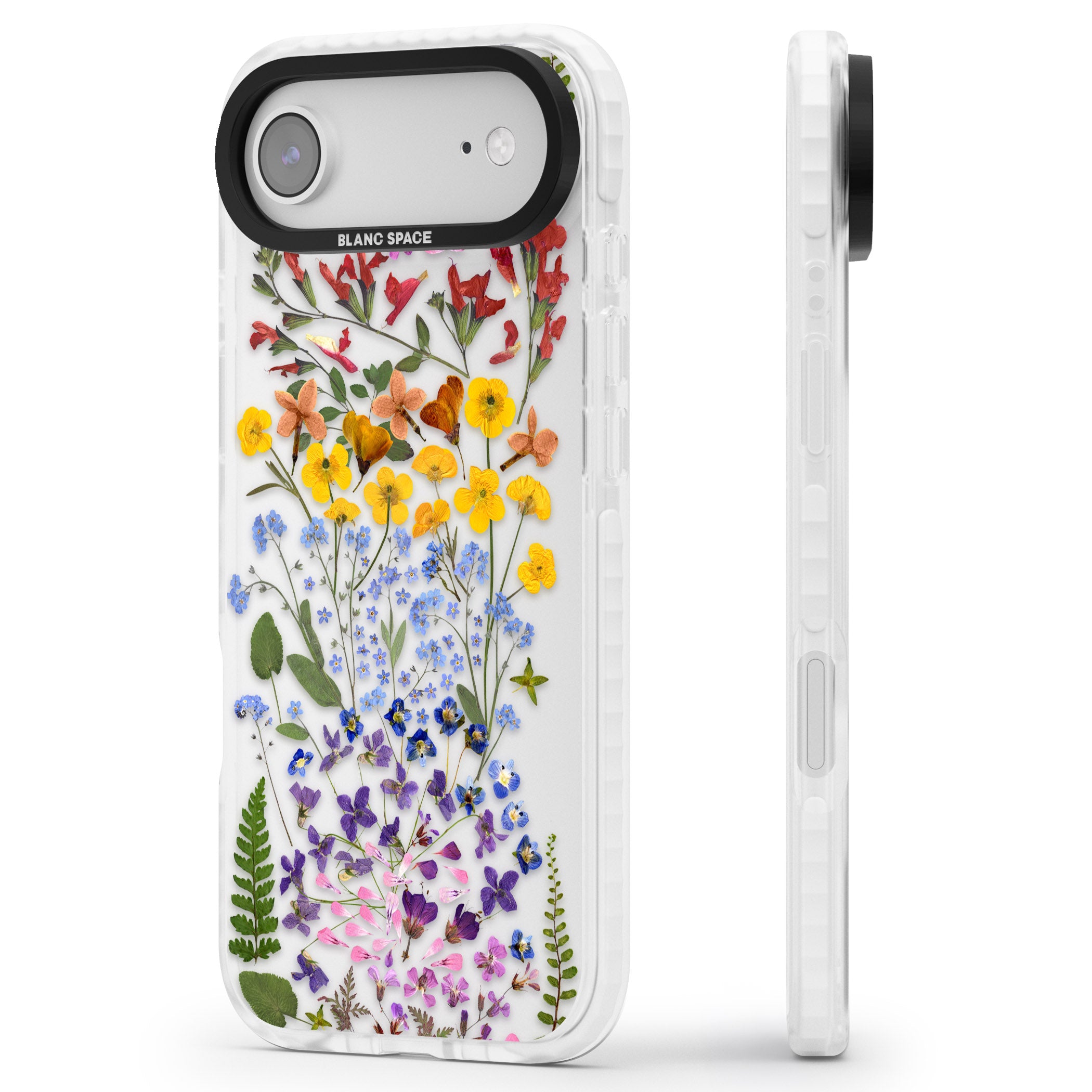 Pressed Wildflower Stripe iPhone 17 Air Impact Clear Phone Case Side Profile
