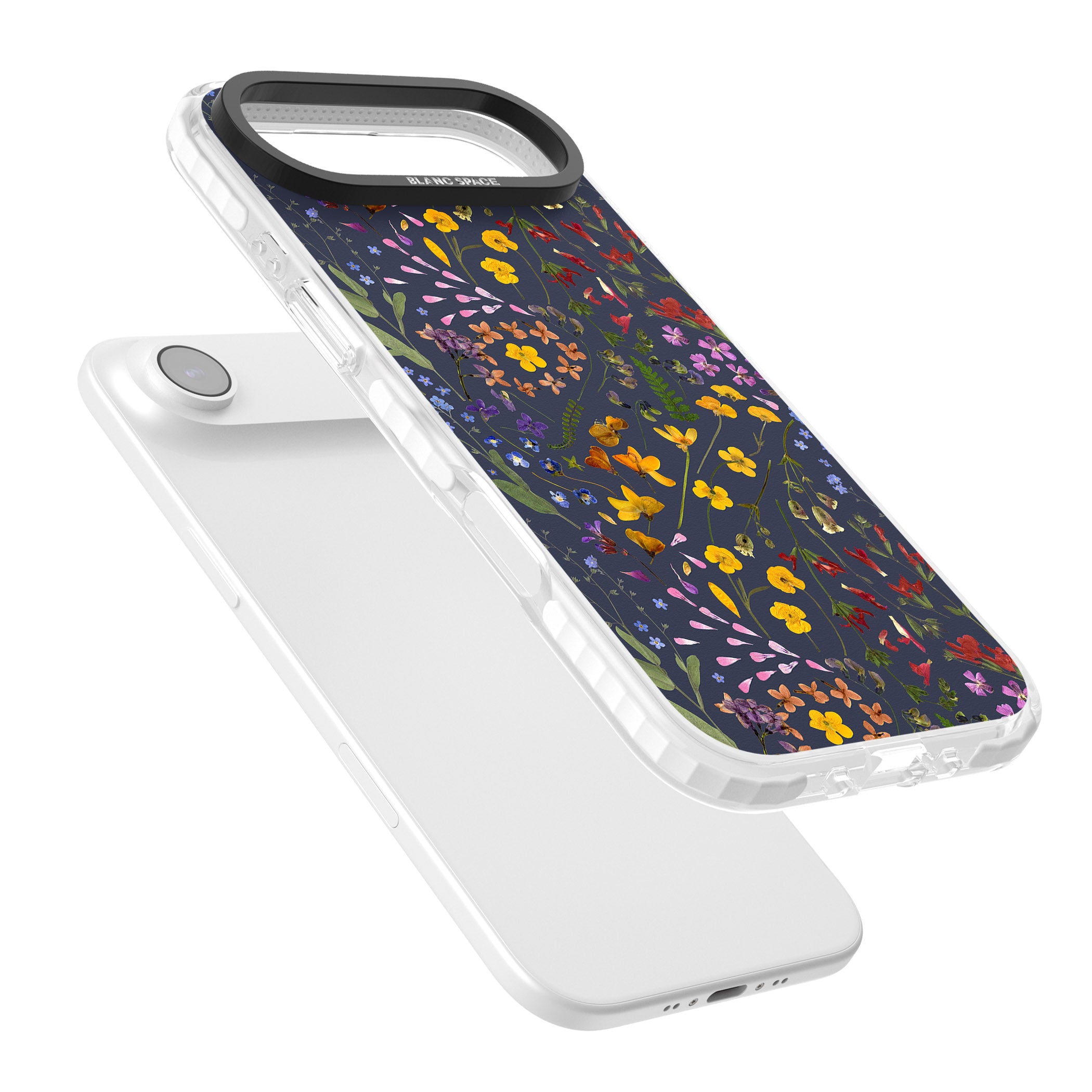 Wildflower Leaves Cluster Navy iPhone 17 Air Impact Clear Phone Case Colours