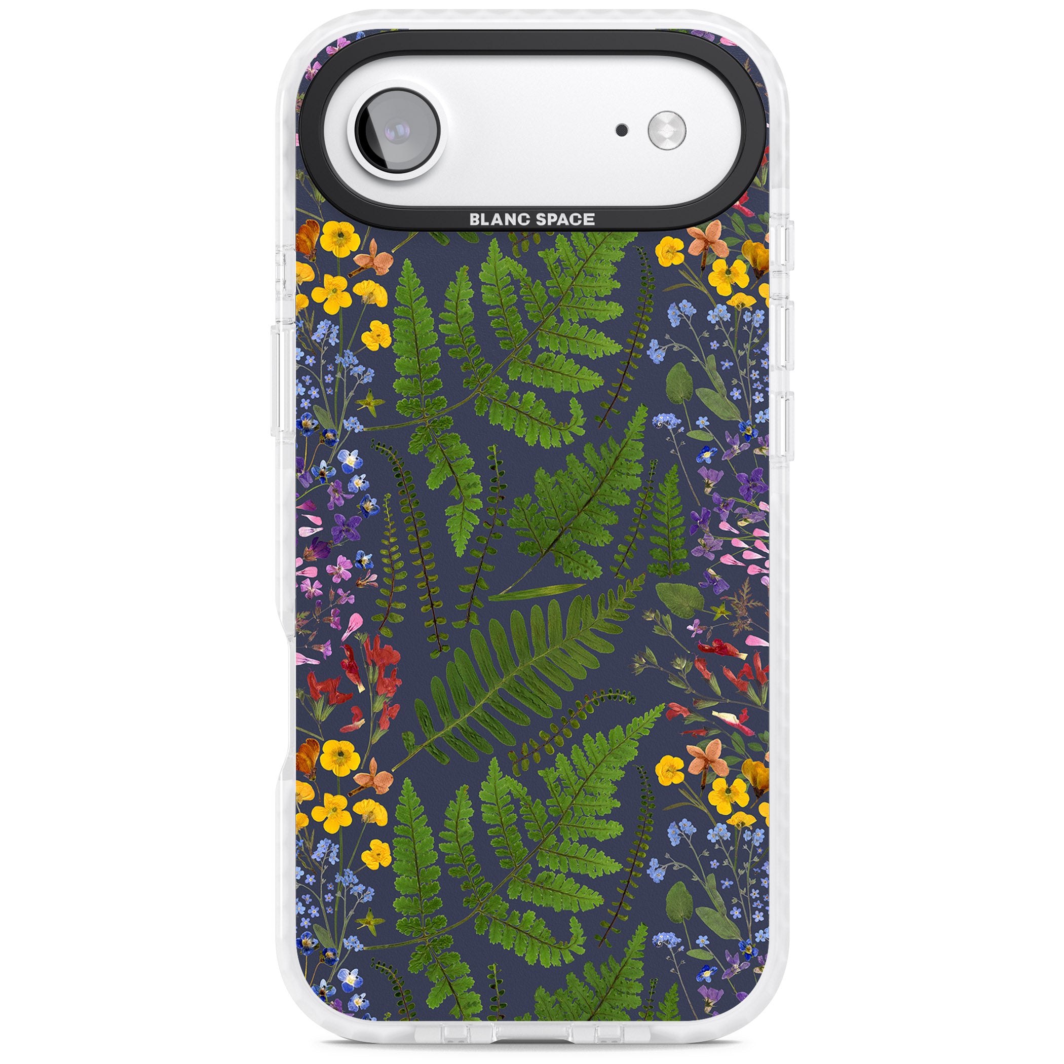 Busy Floral And Fern Design Navy iPhone 17 Air Impact Clear Phone Case