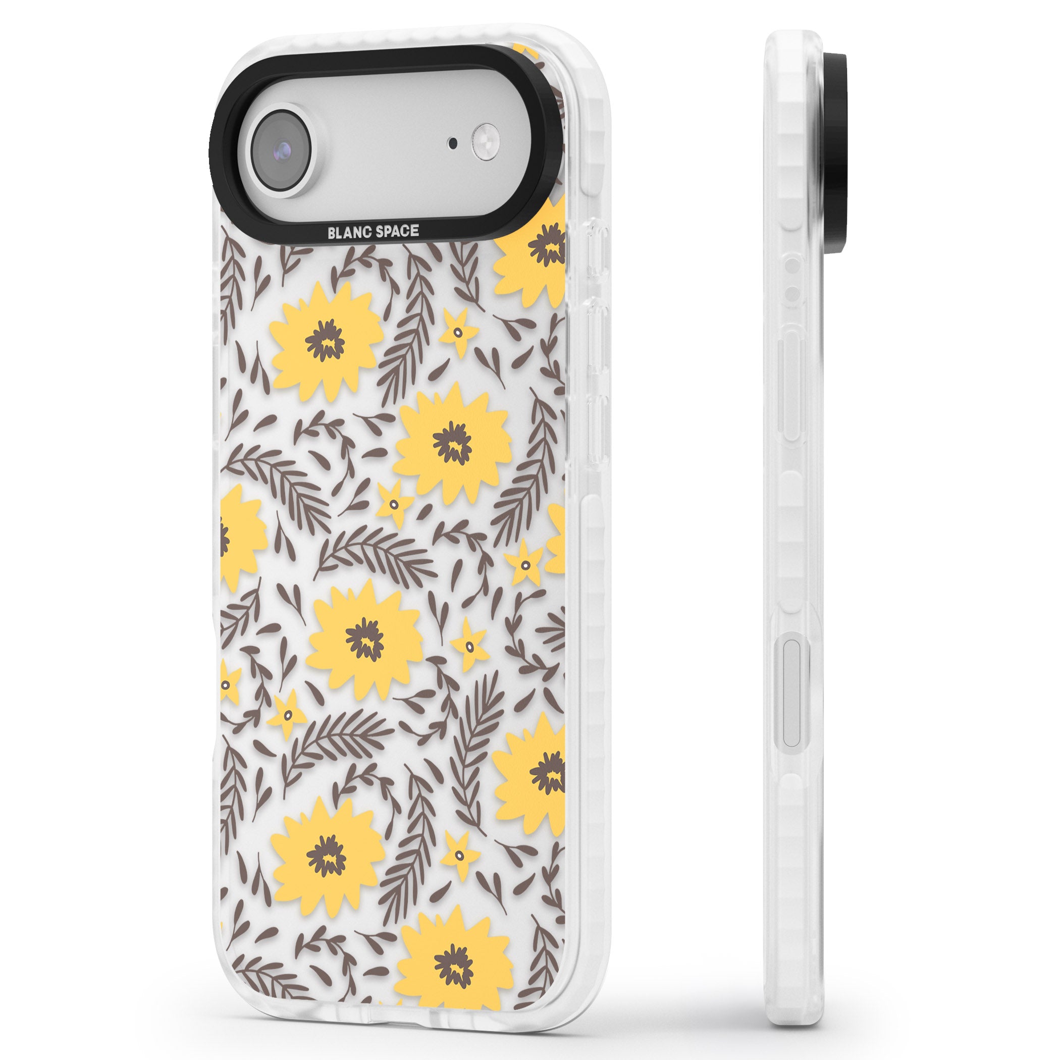 Yellow Blossoms Floral iPhone 17 Air Impact Clear Phone Case Side Profile