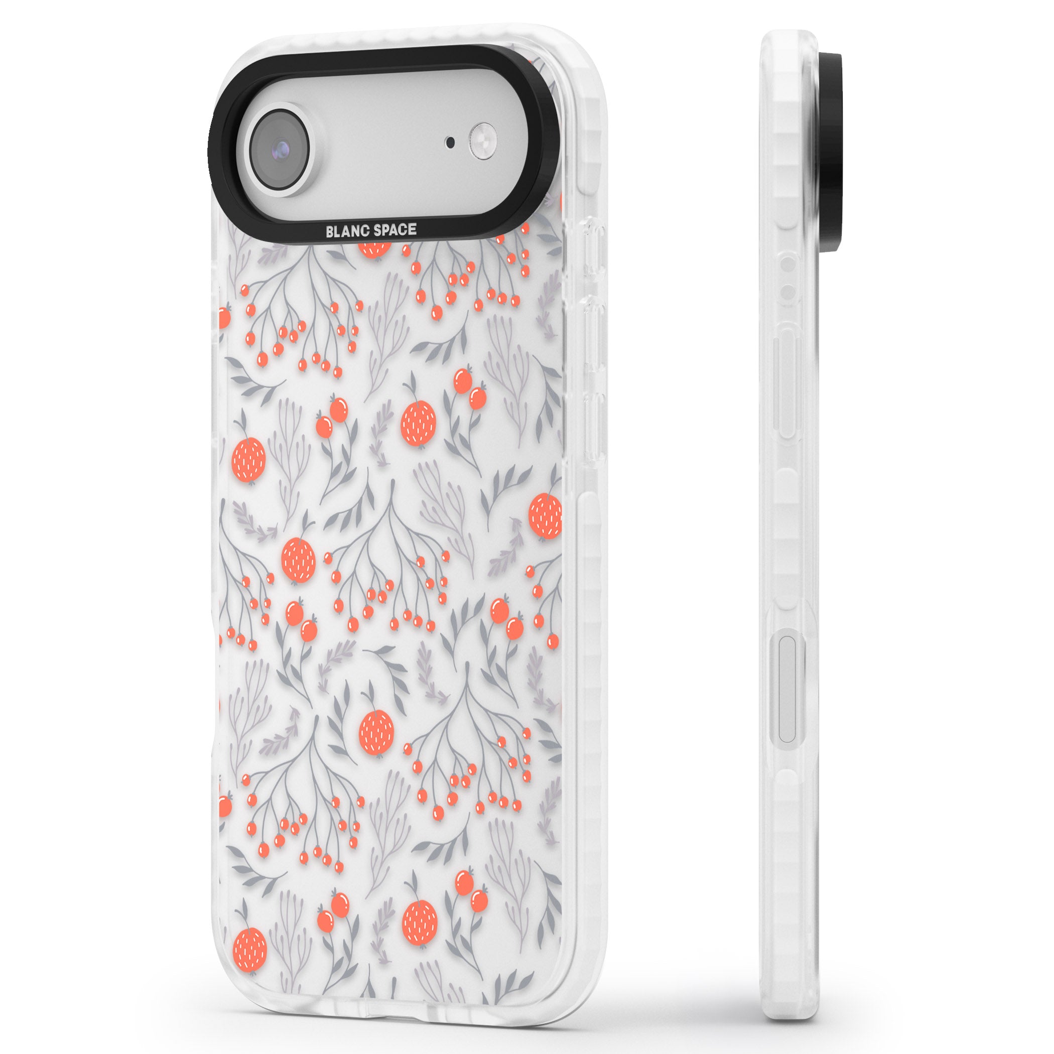 Red Fruits Floral iPhone 17 Air Impact Clear Phone Case Side Profile