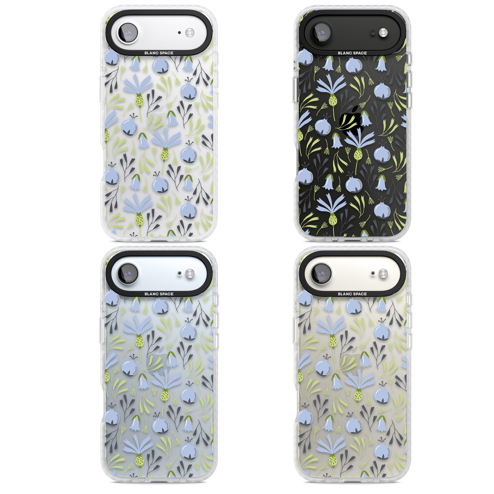 Blue Flora Bloom iPhone 17 Air Impact Clear Phone Case APT Impact Protection