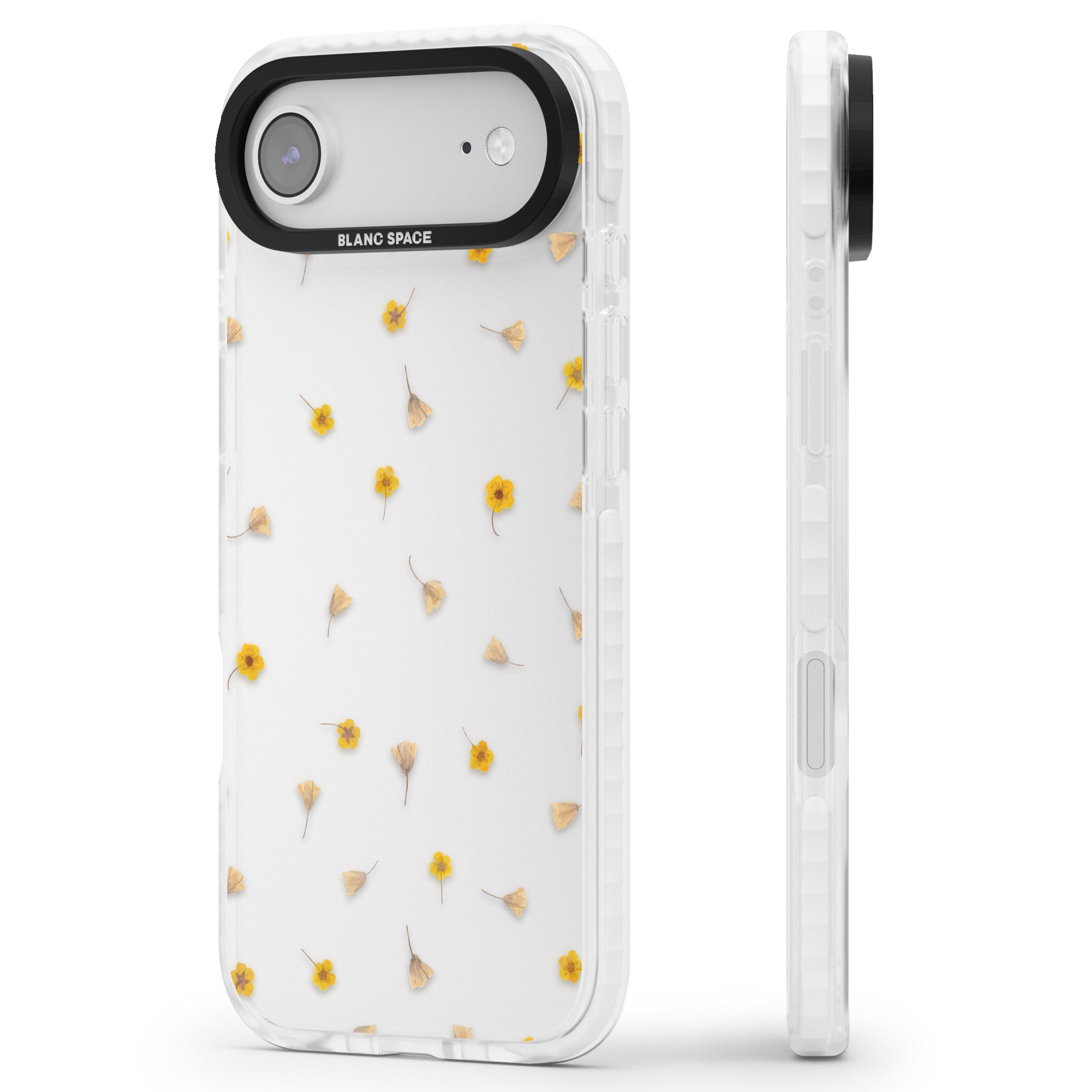 Tiny Yellow Flower iPhone 17 Air Impact Clear Phone Case Side Profile