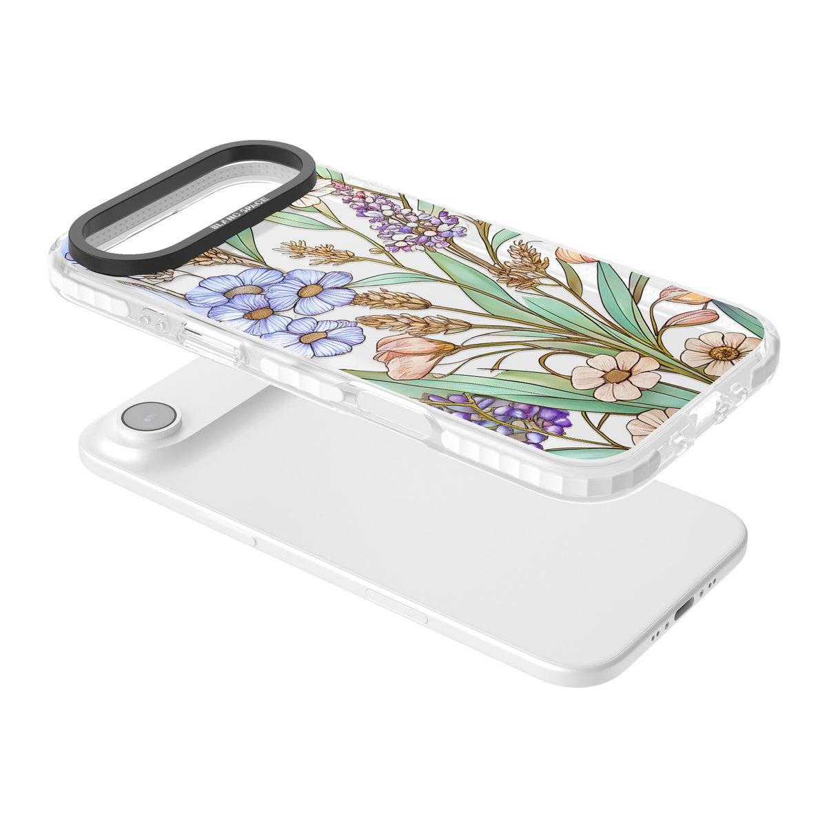 Glass Lavenders & Daisies iPhone Air Impact Clear Phone Case angled