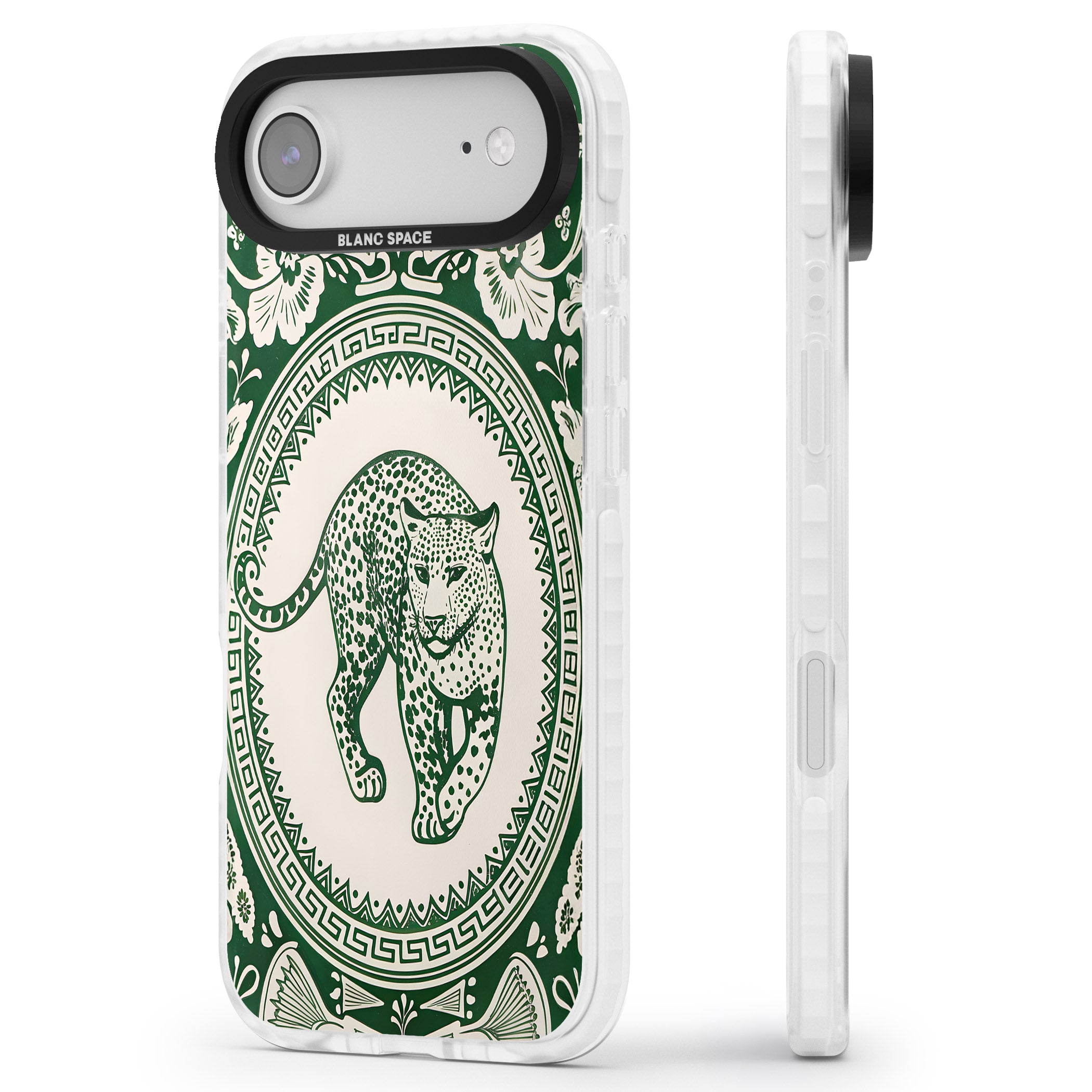 Green Leopard iPhone 17 Air Impact Clear Phone Case Side Profile