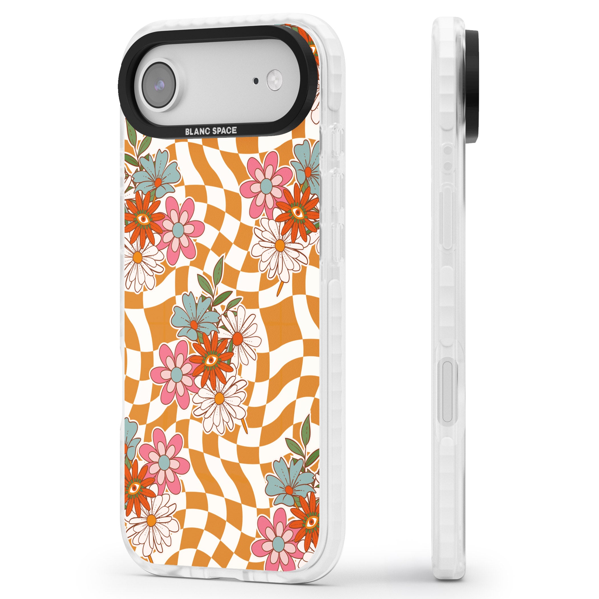 Wavy Checked Bloom iPhone 17 Air Impact Clear Phone Case Side Profile