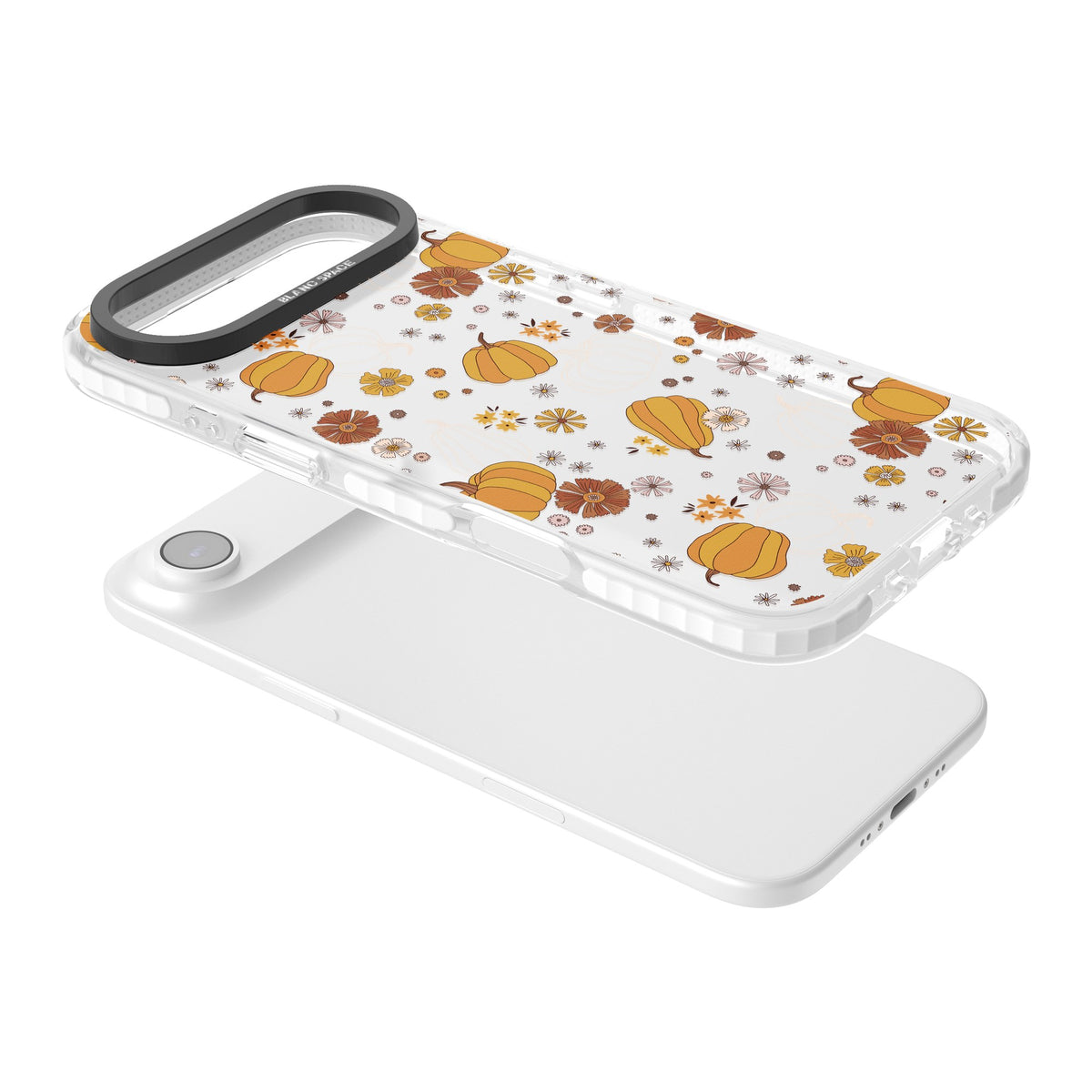 Pumpkins And Flowers iPhone Air Impact Clear Phone Case angled