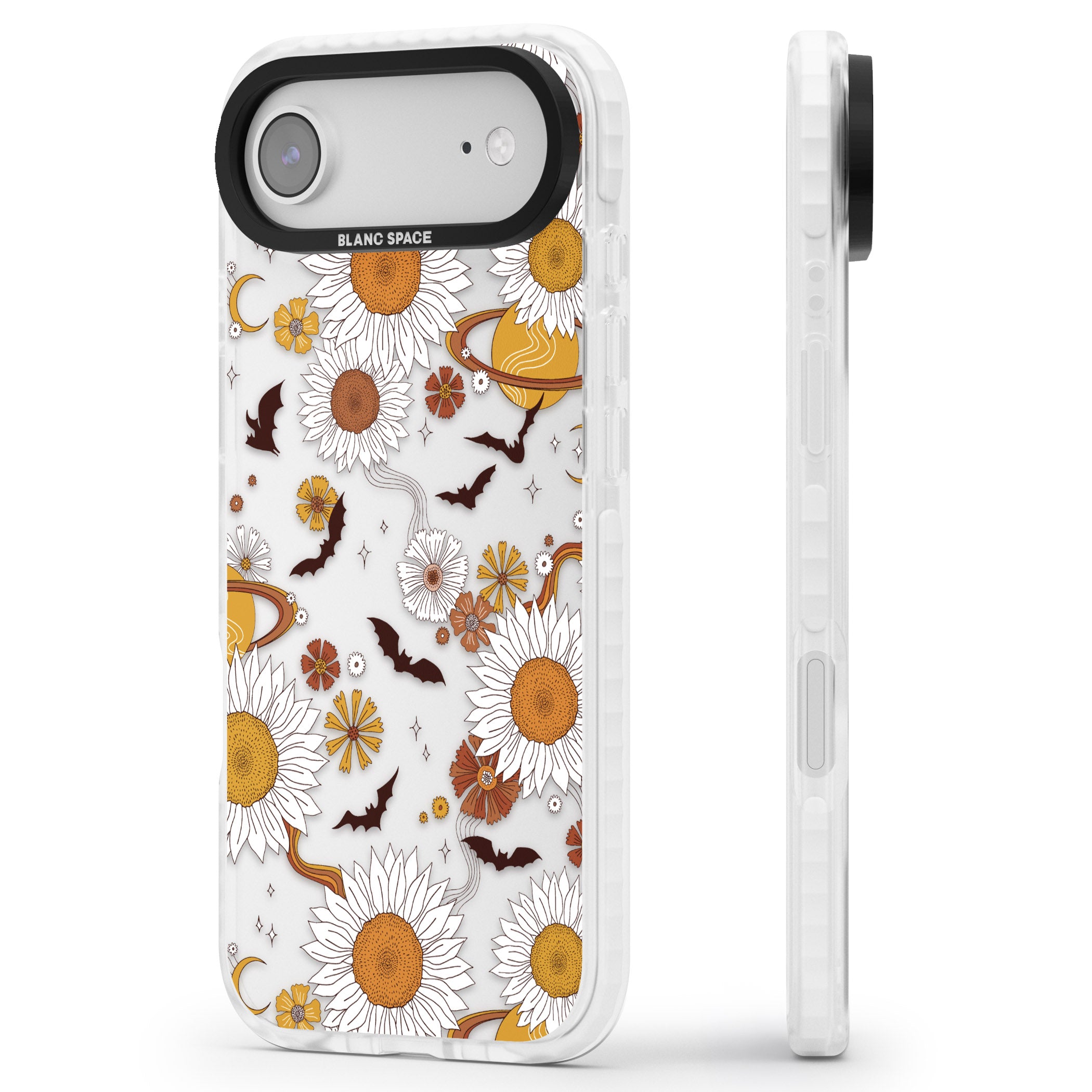 Halloween Bats And Planets iPhone 17 Air Impact Clear Phone Case Side Profile