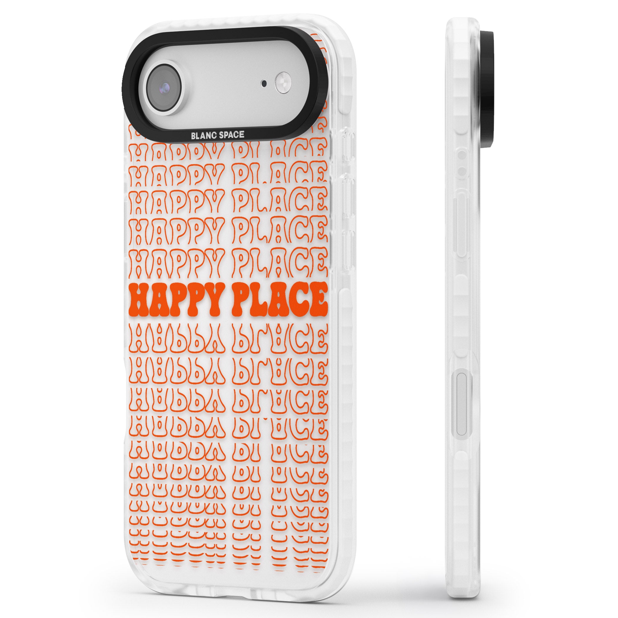 Happy Place (Orange) iPhone 17 Air Impact Clear Phone Case Side Profile