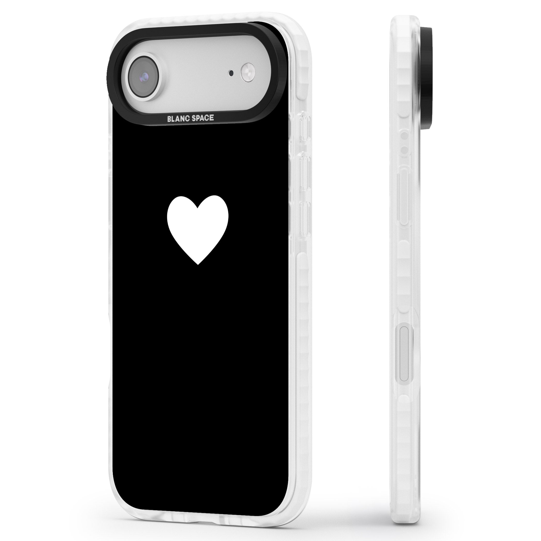 Single Heart Design: White & iPhone 17 Air Impact Clear Phone Case Side Profile