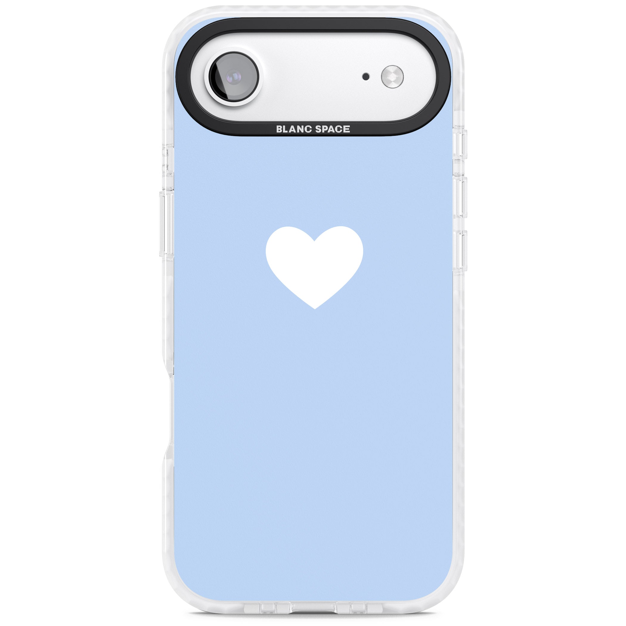 Single Heart Design: White & Baby Blue iPhone 17 Air Impact Clear Phone Case
