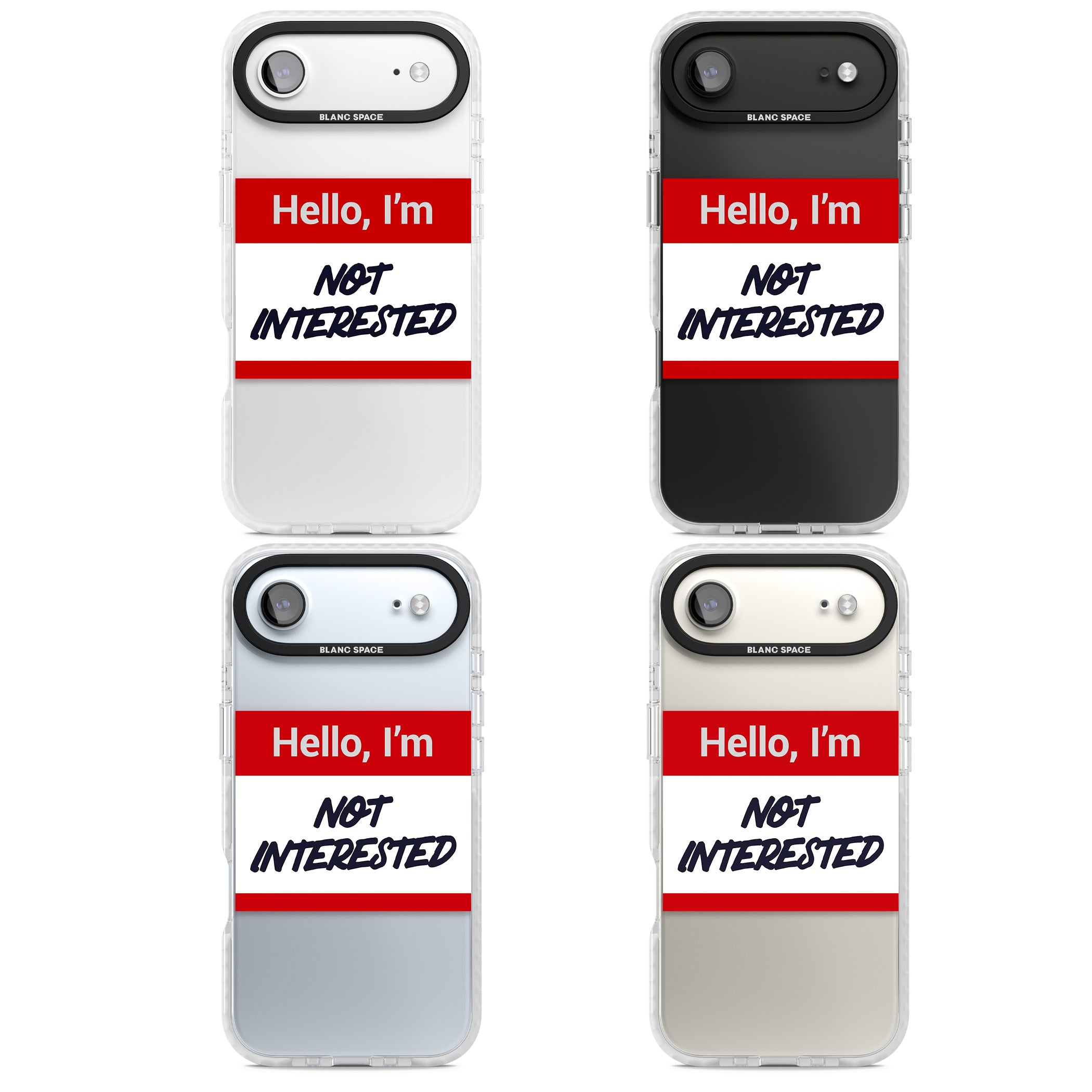 Funny Hello Name Tag Not Interested iPhone 17 Air Impact Clear Phone Case APT Impact Protection