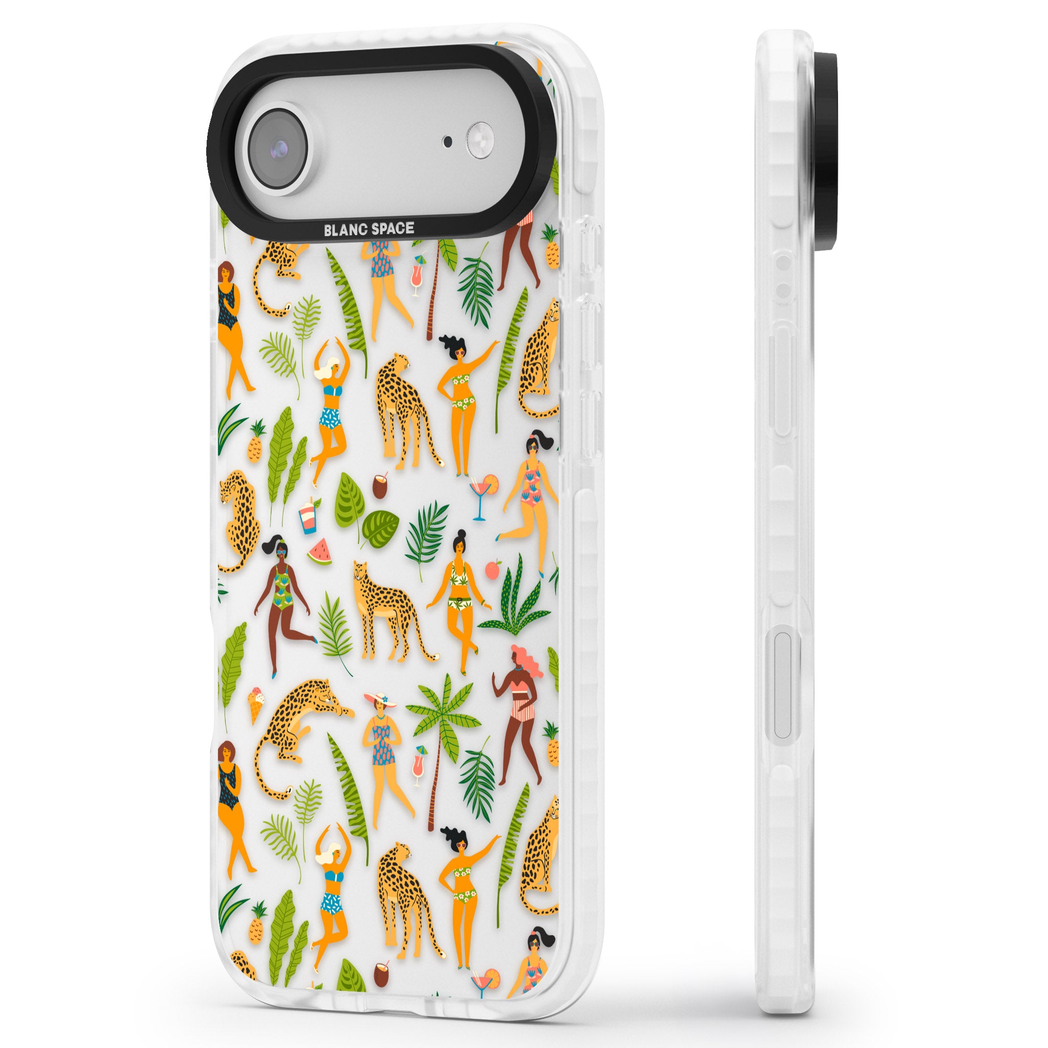 Tropical Party Vibes iPhone 17 Air Impact Clear Phone Case Side Profile
