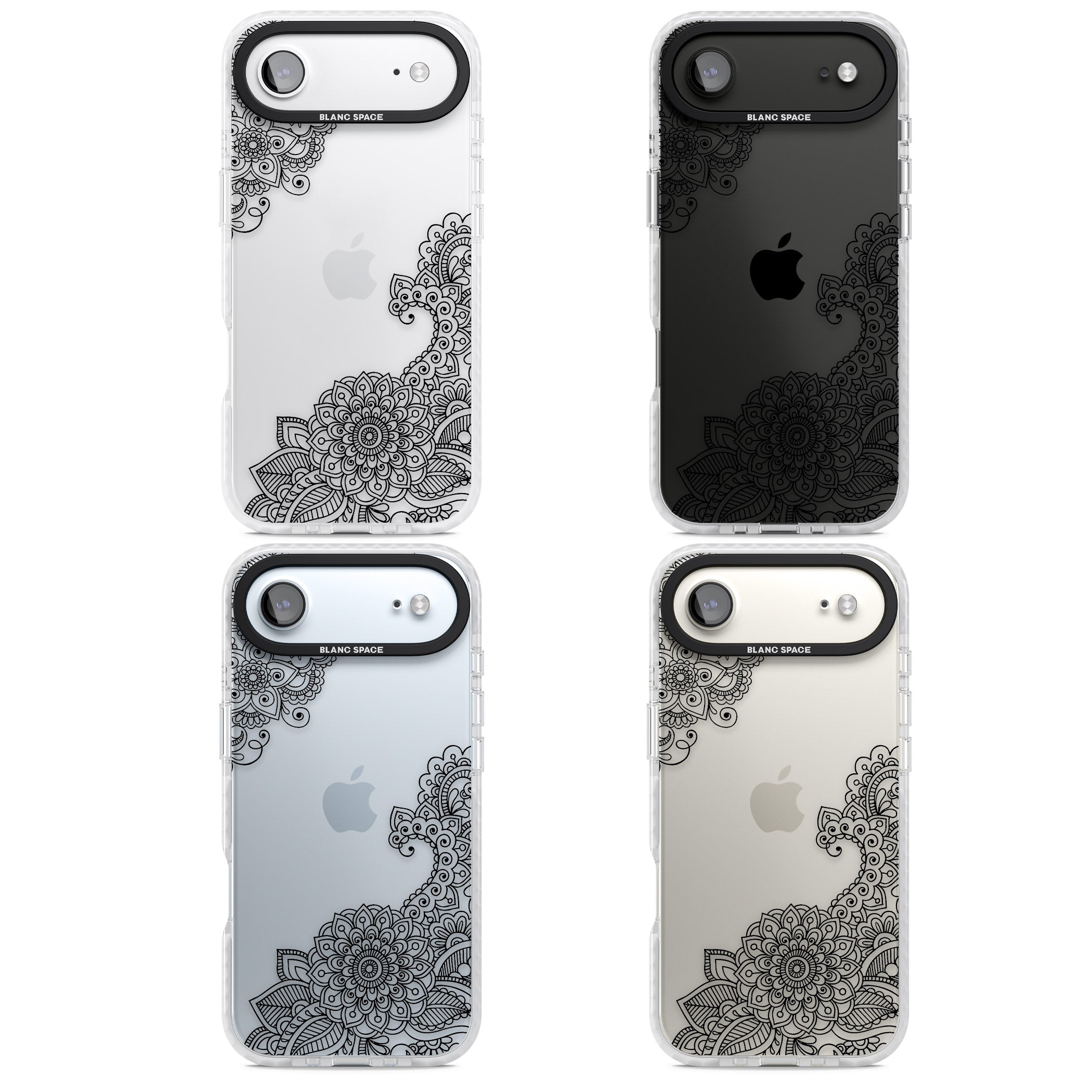 Black Henna Botanicals iPhone 17 Air Impact Clear Phone Case APT Impact Protection