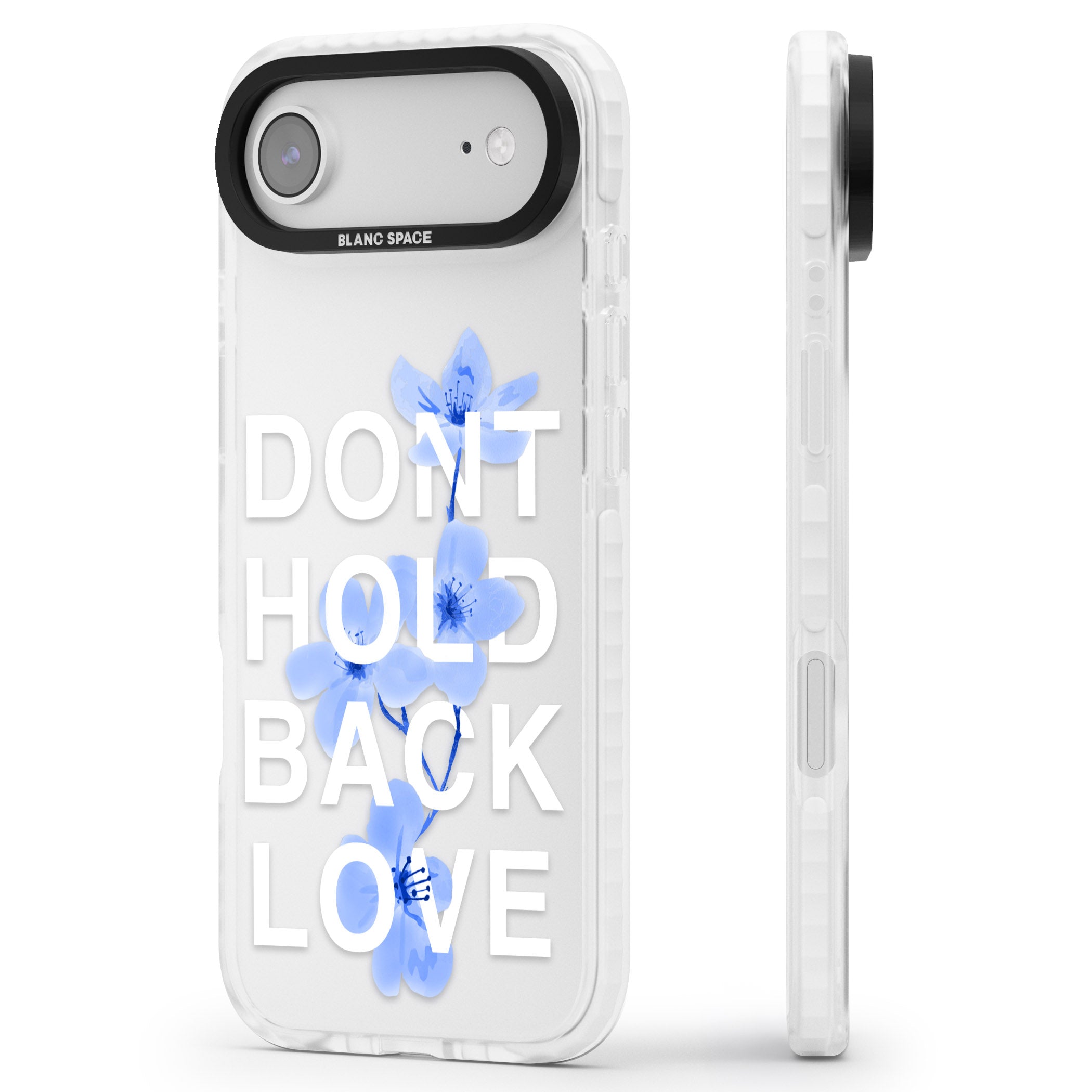 Don'T Hold Back Love Blue & White iPhone 17 Air Impact Clear Phone Case Side Profile