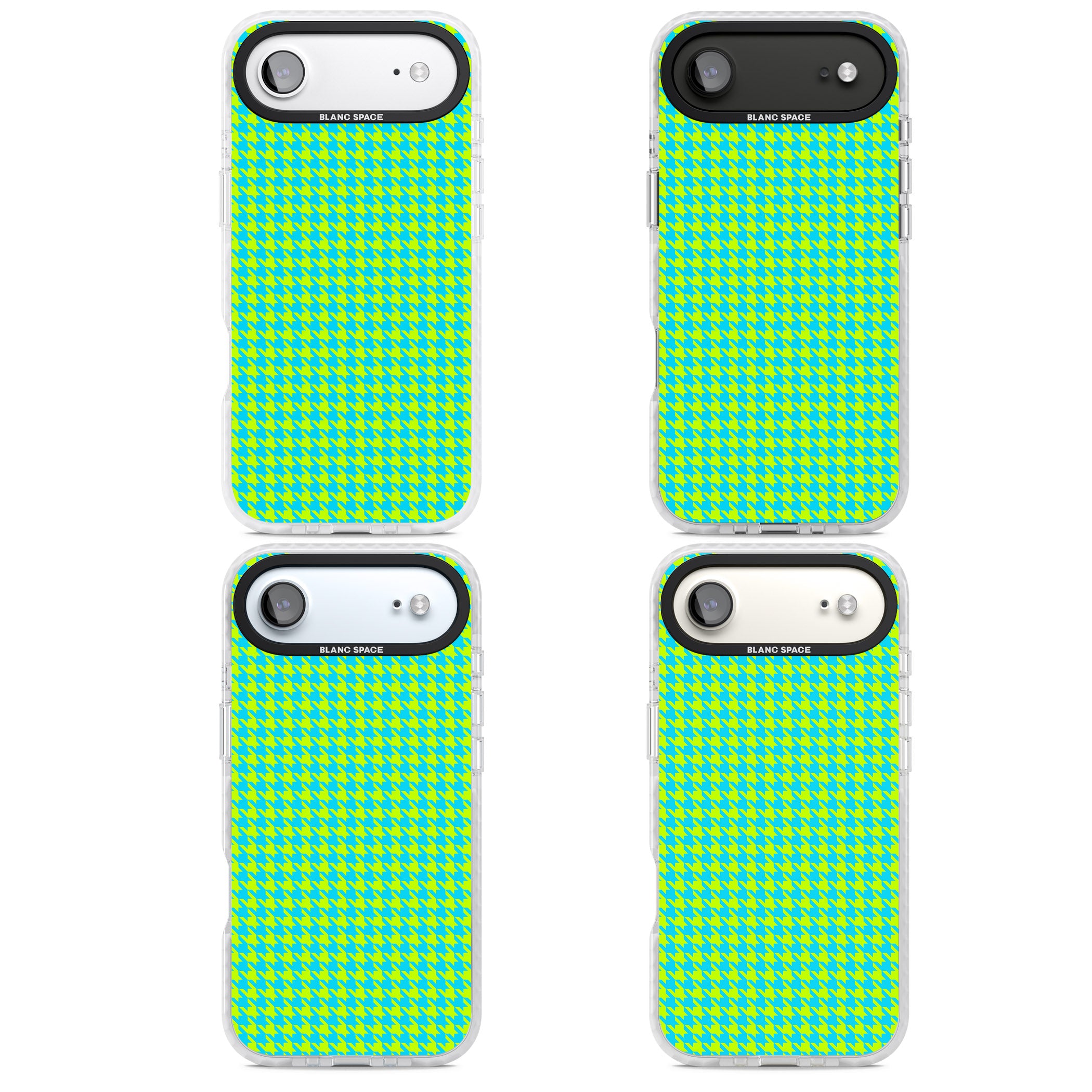 Neon Lime & Turquoise Houndstooth iPhone 17 Air Impact Clear Phone Case APT Impact Protection