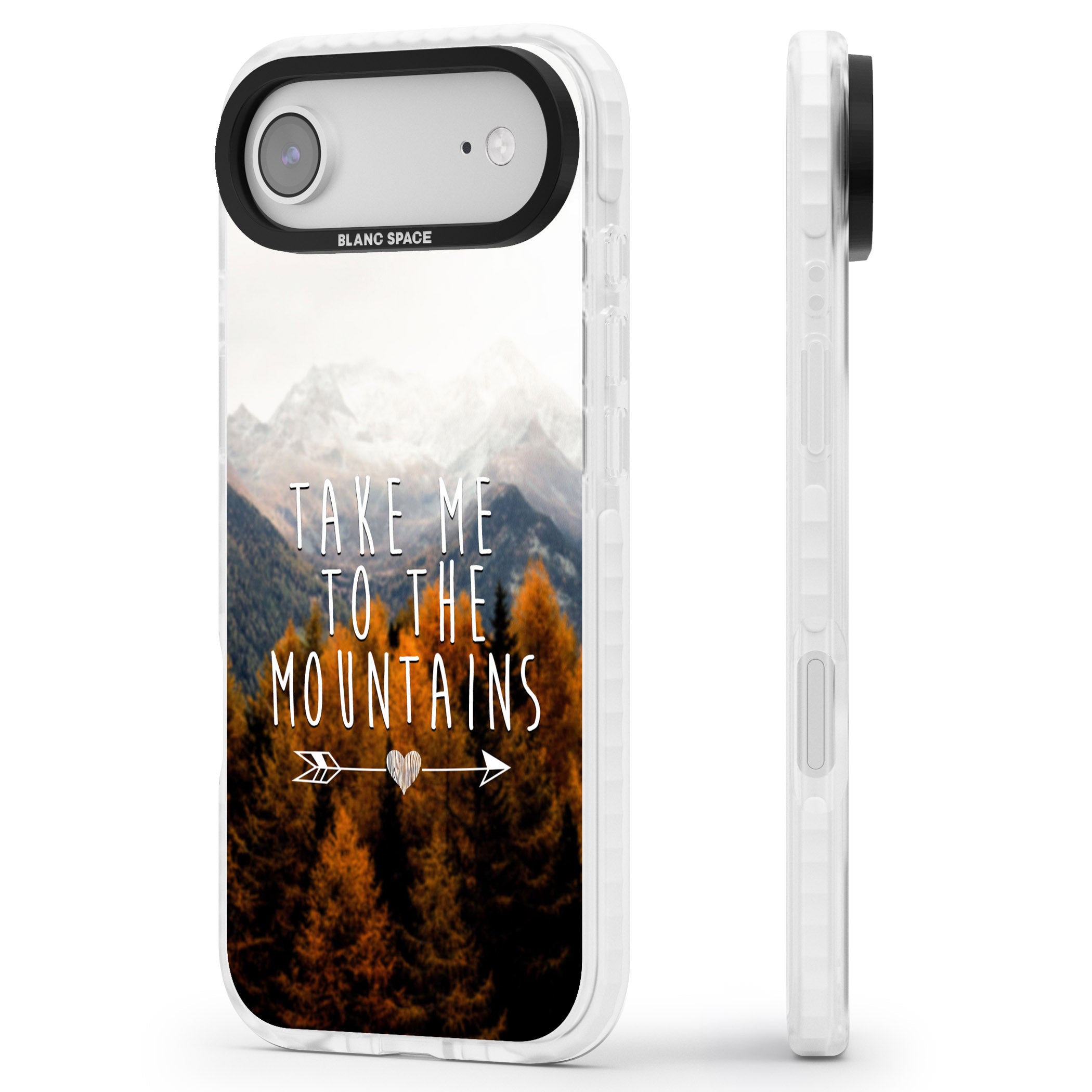 Take Me Mountains Quote iPhone 17 Air Impact Clear Phone Case Side Profile