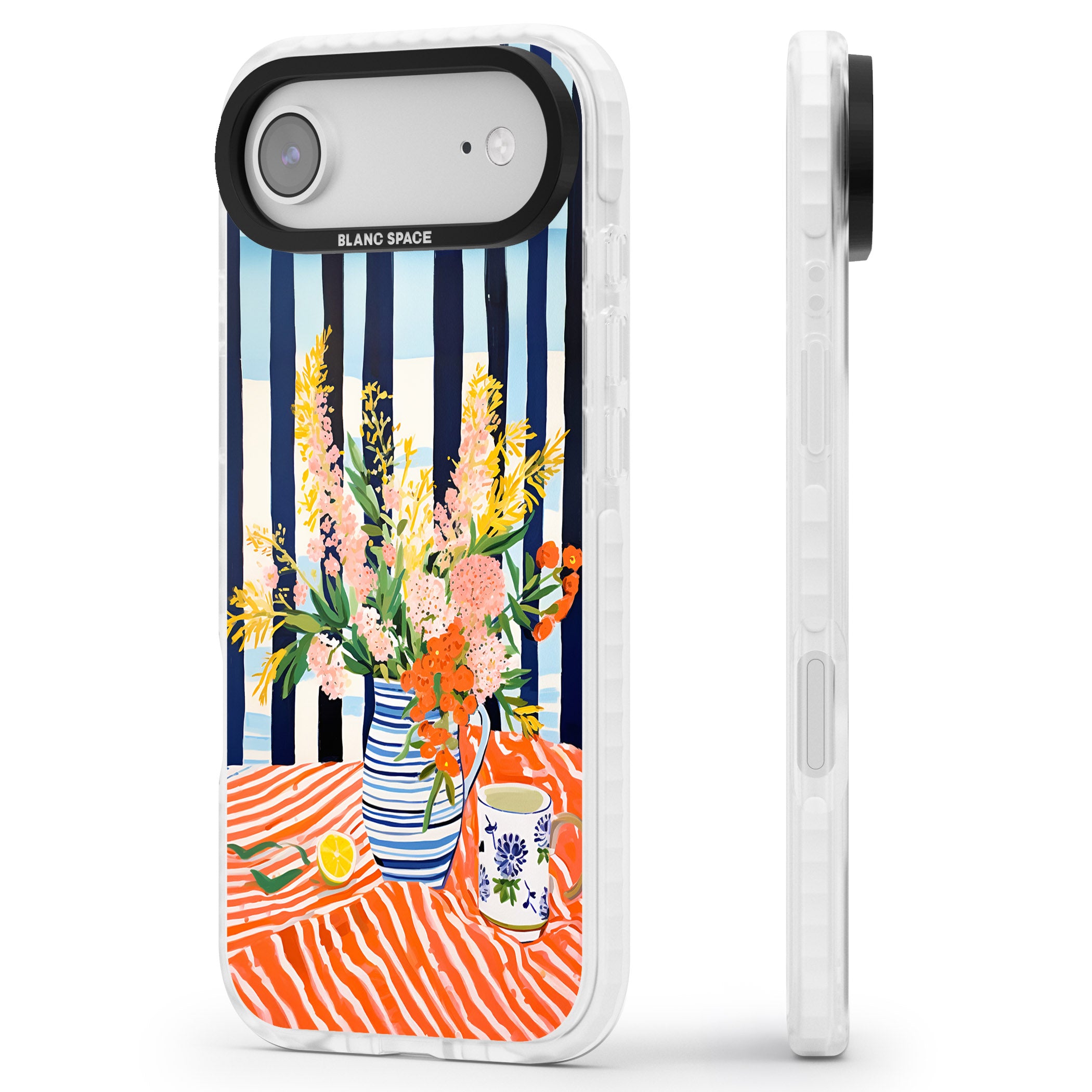Seaside Flowers iPhone 17 Air Impact Clear Phone Case Side Profile
