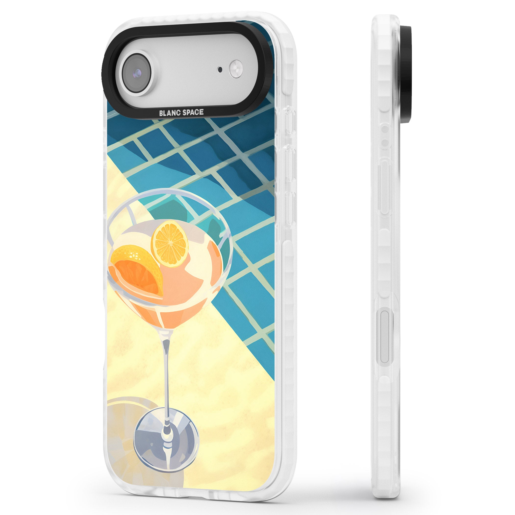 Poolside Citrus Cocktail iPhone 17 Air Impact Clear Phone Case Side Profile