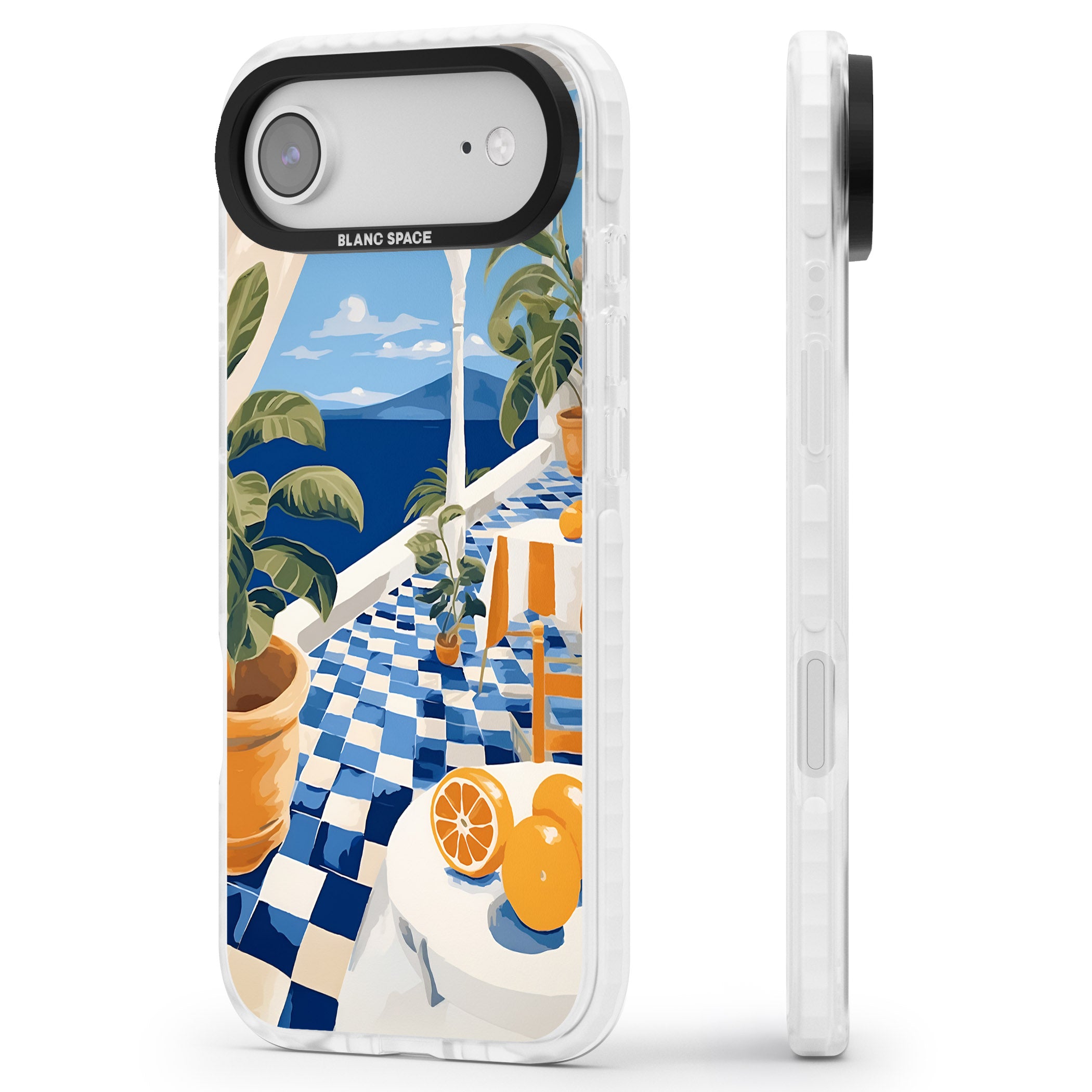 Greek Balcony iPhone 17 Air Impact Clear Phone Case Side Profile