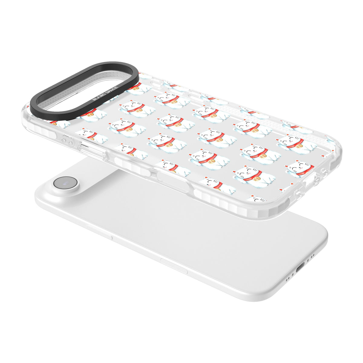 Lucky Cat Pattern iPhone Air Impact Clear Phone Case angled