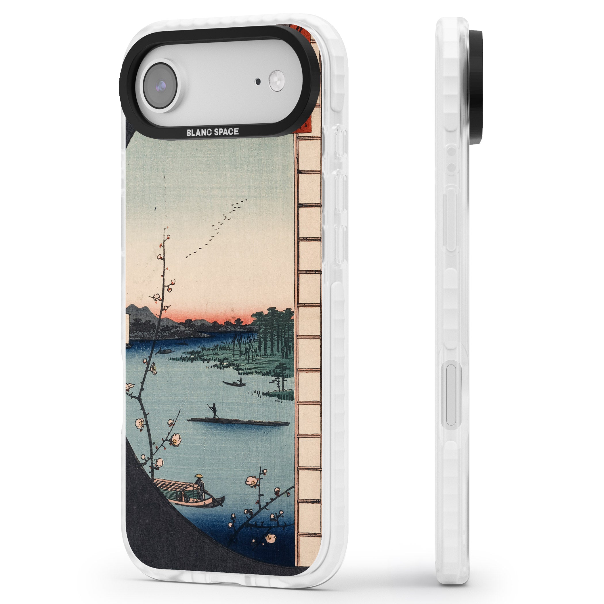 Vintage Japanese Illustrations Lake At Sunset iPhone 17 Air Impact Clear Phone Case Side Profile