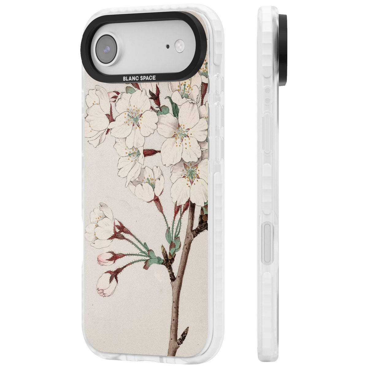 Vintage Japanese White Blossoms iPhone Air Impact Clear Phone Case side