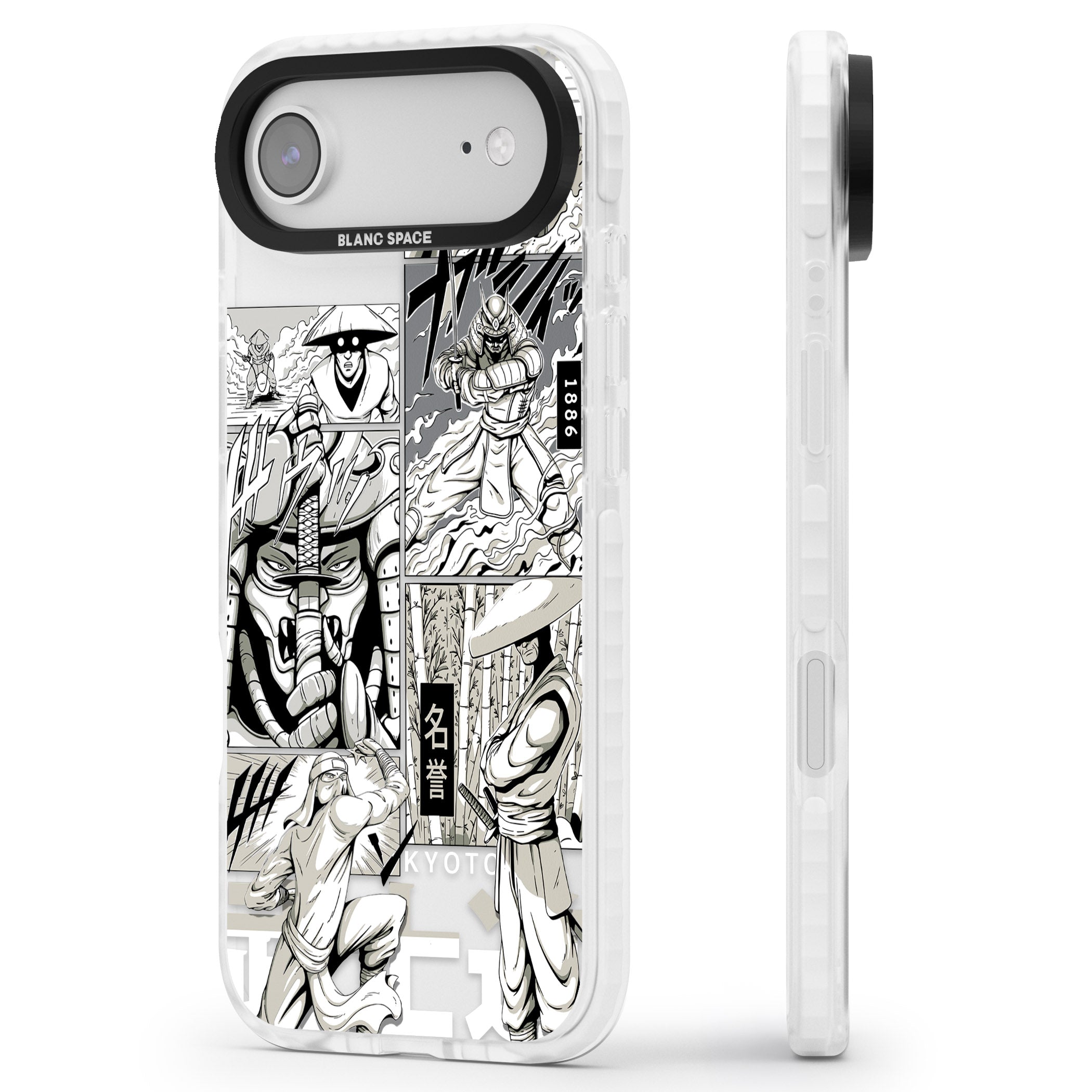 Greyscale Anime Comic iPhone 17 Air Impact Clear Phone Case Side Profile