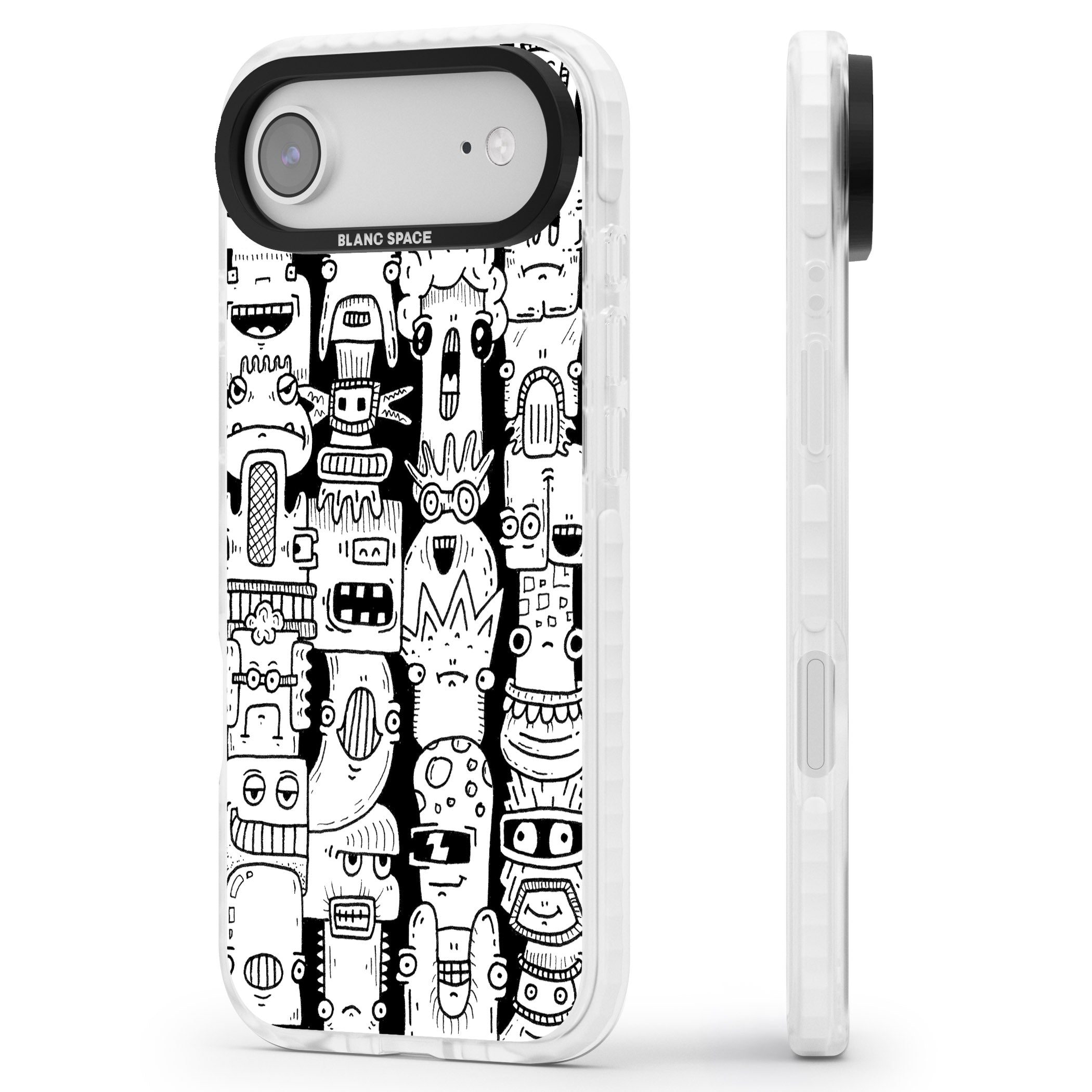 Monochrome Heads iPhone 17 Air Impact Clear Phone Case Side Profile