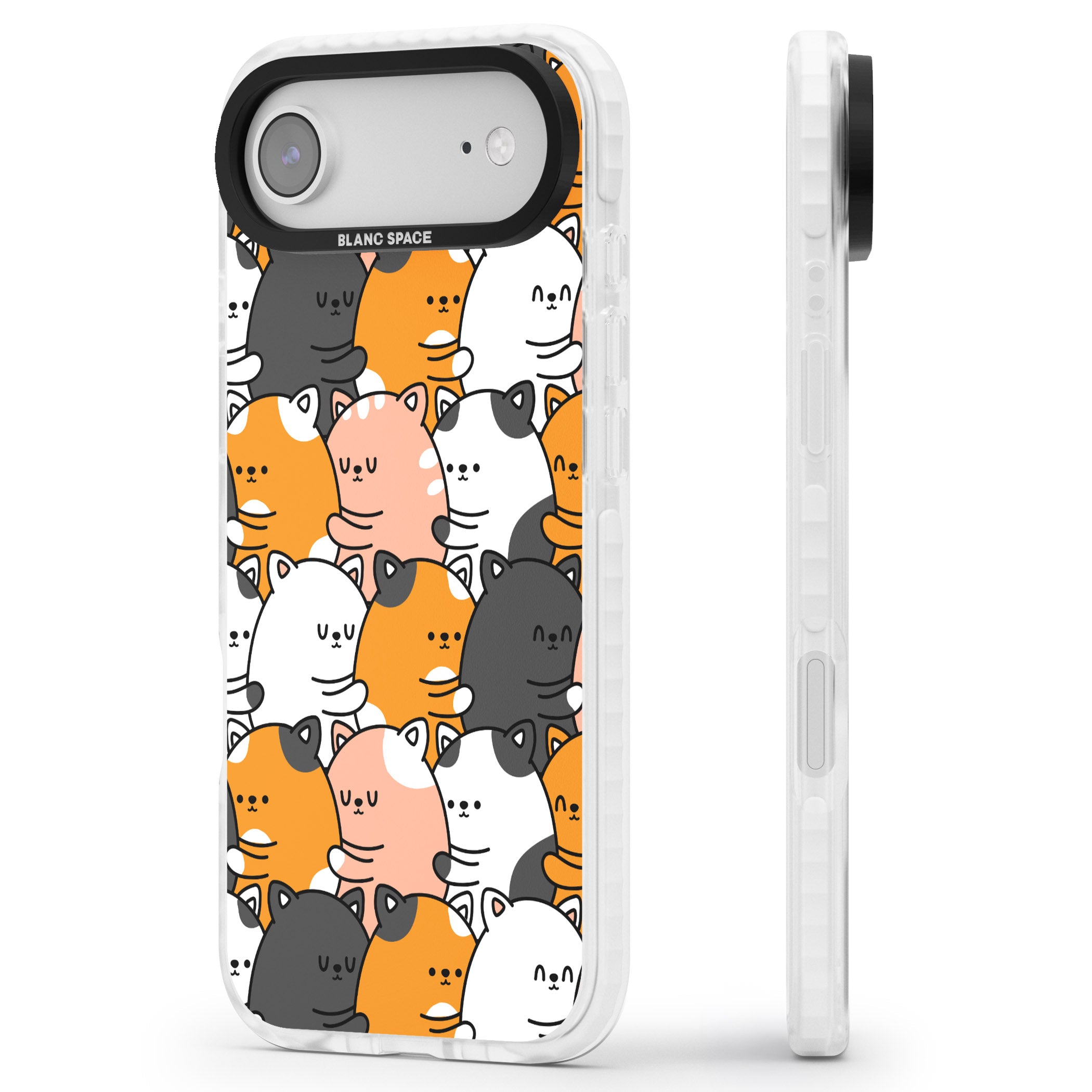 Spooning Cats Kawaii Pattern iPhone 17 Air Impact Clear Phone Case Side Profile