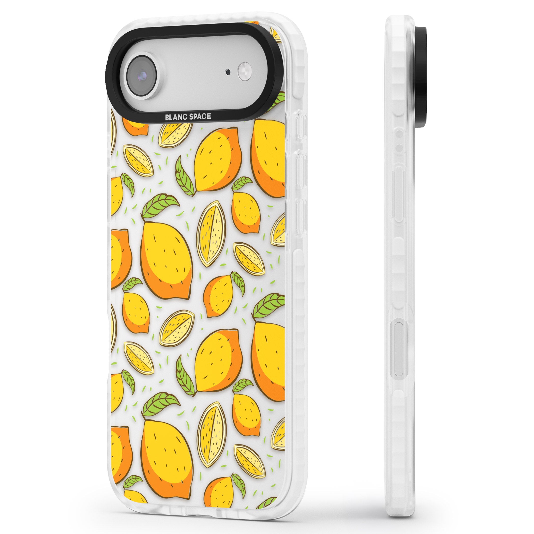 Lemon Pattern iPhone 17 Air Impact Clear Phone Case Side Profile