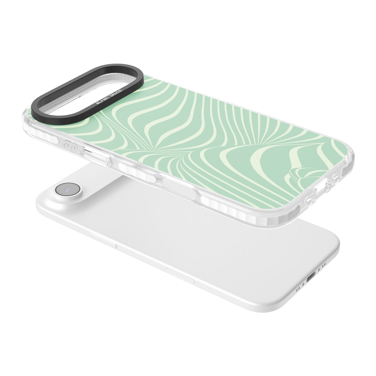 Mint Green Distorted Line iPhone Air Impact Clear Phone Case angled