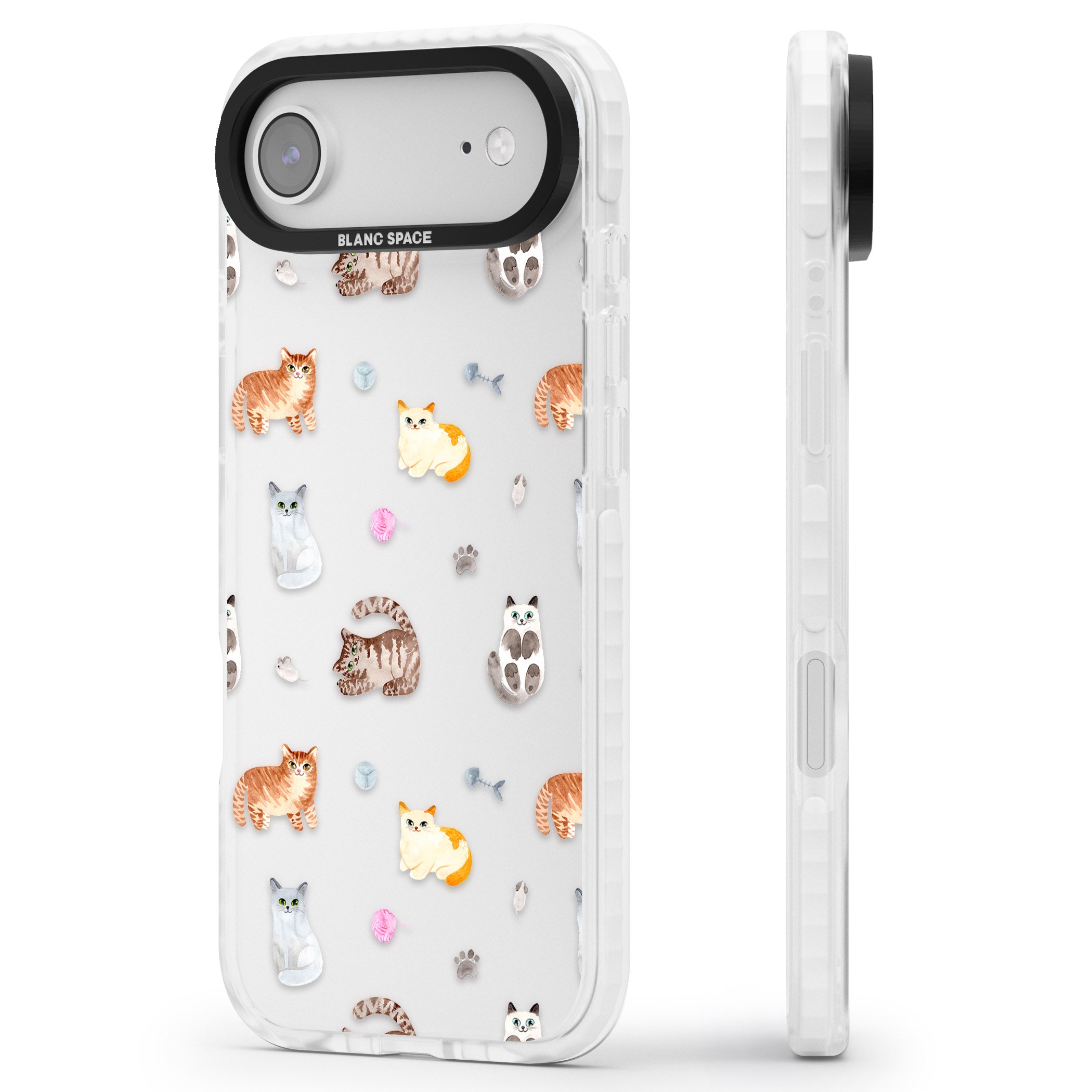 Playful Cats iPhone 17 Air Impact Clear Phone Case Side Profile