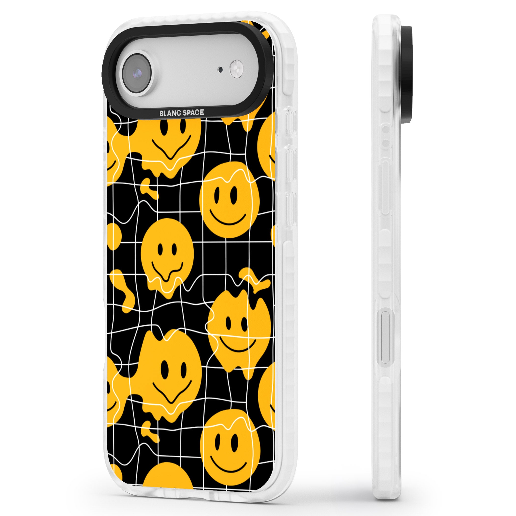 Acid Face Grid Pattern iPhone 17 Air Impact Pro Clear Phone Case Side Profile