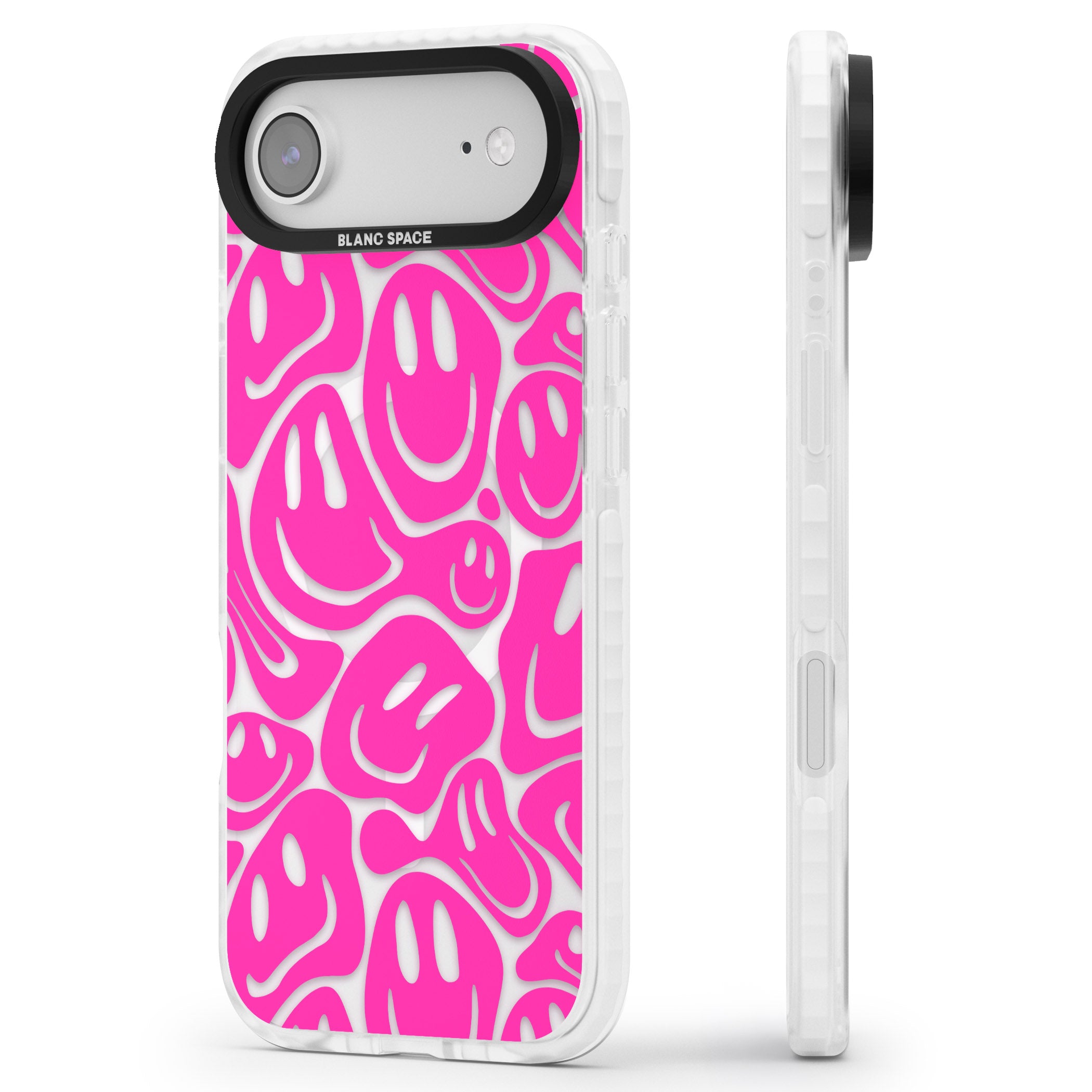 Pink Acid Faces iPhone 17 Air Impact Pro Clear Phone Case Side Profile