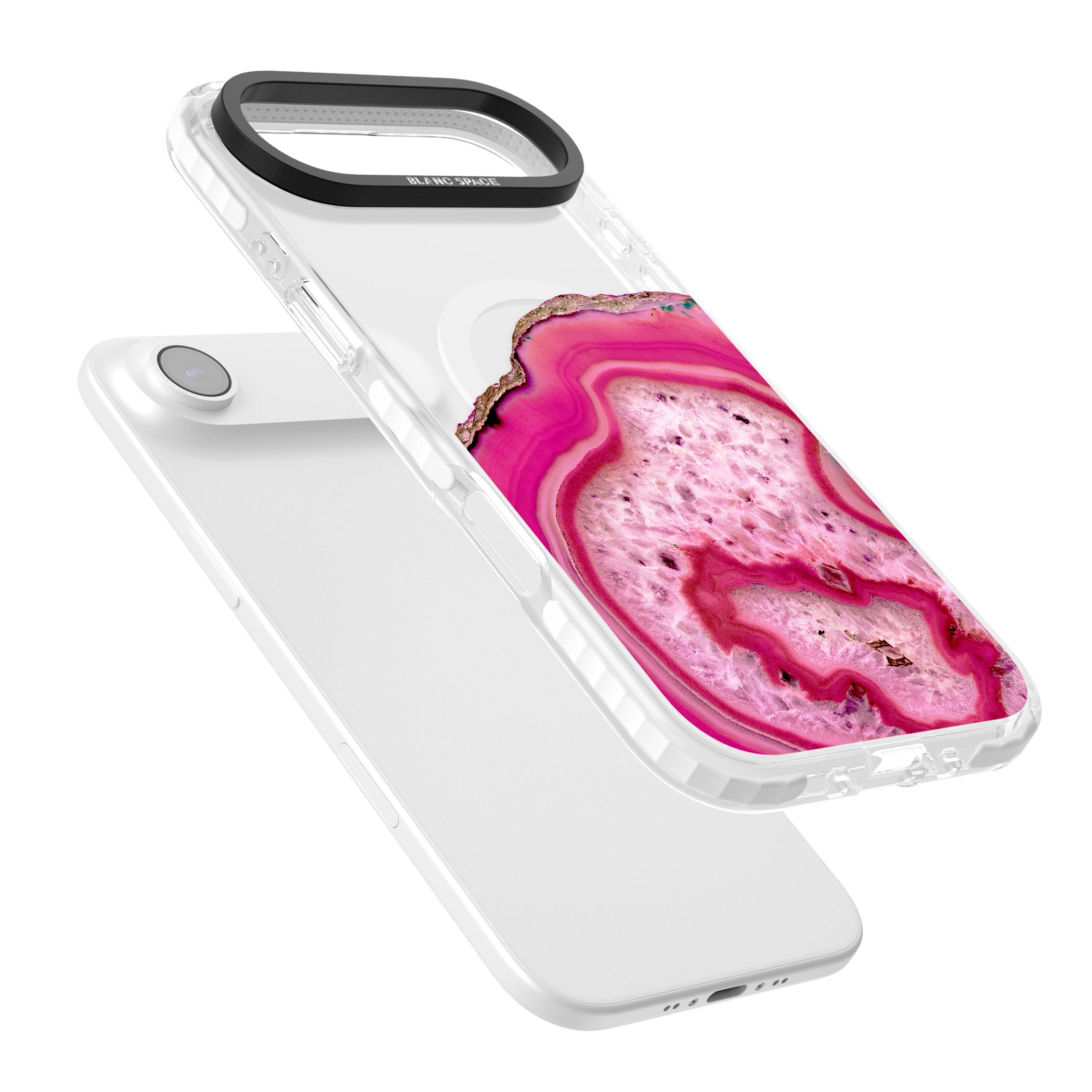 Pink Geode Crystal iPhone 17 Air Impact Pro Clear Phone Case Colours