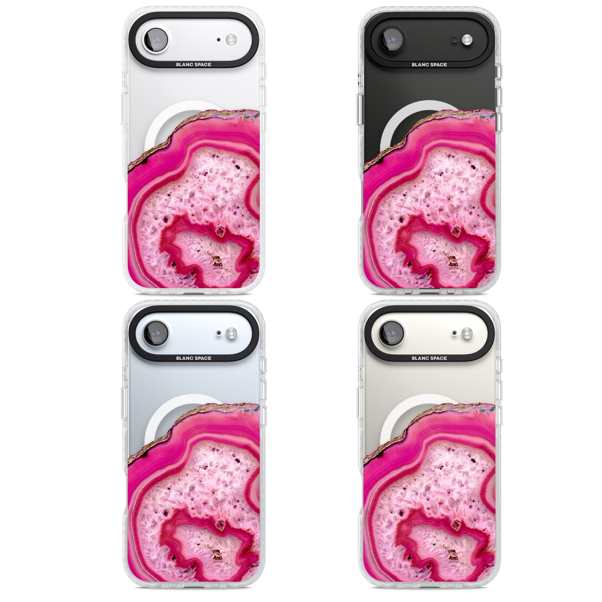 Pink Geode Crystal iPhone 17 Air Impact Pro Clear Phone Case APT Impact Protection