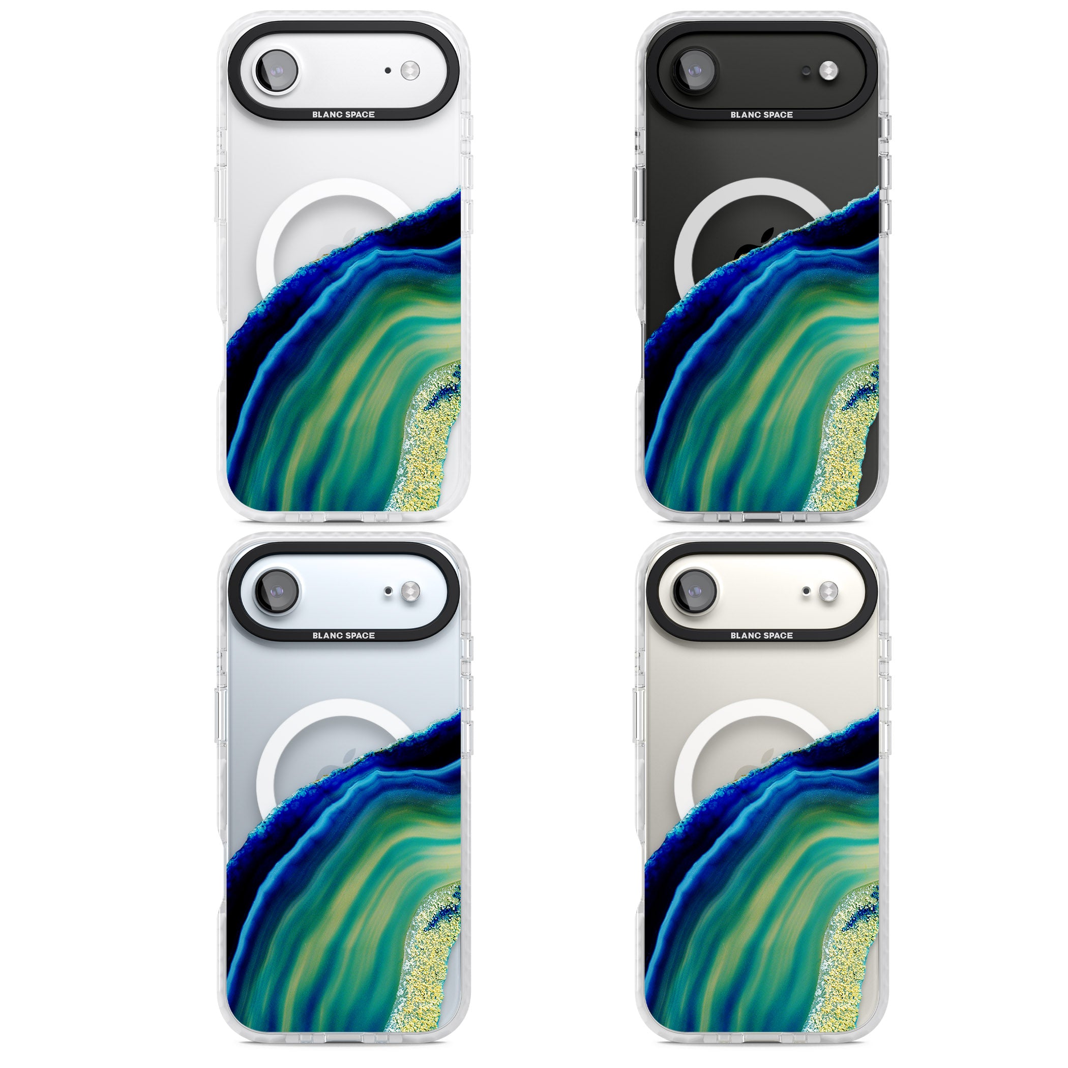 Green & Blue Emerald Geode iPhone 17 Air Impact Pro Clear Phone Case APT Impact Protection