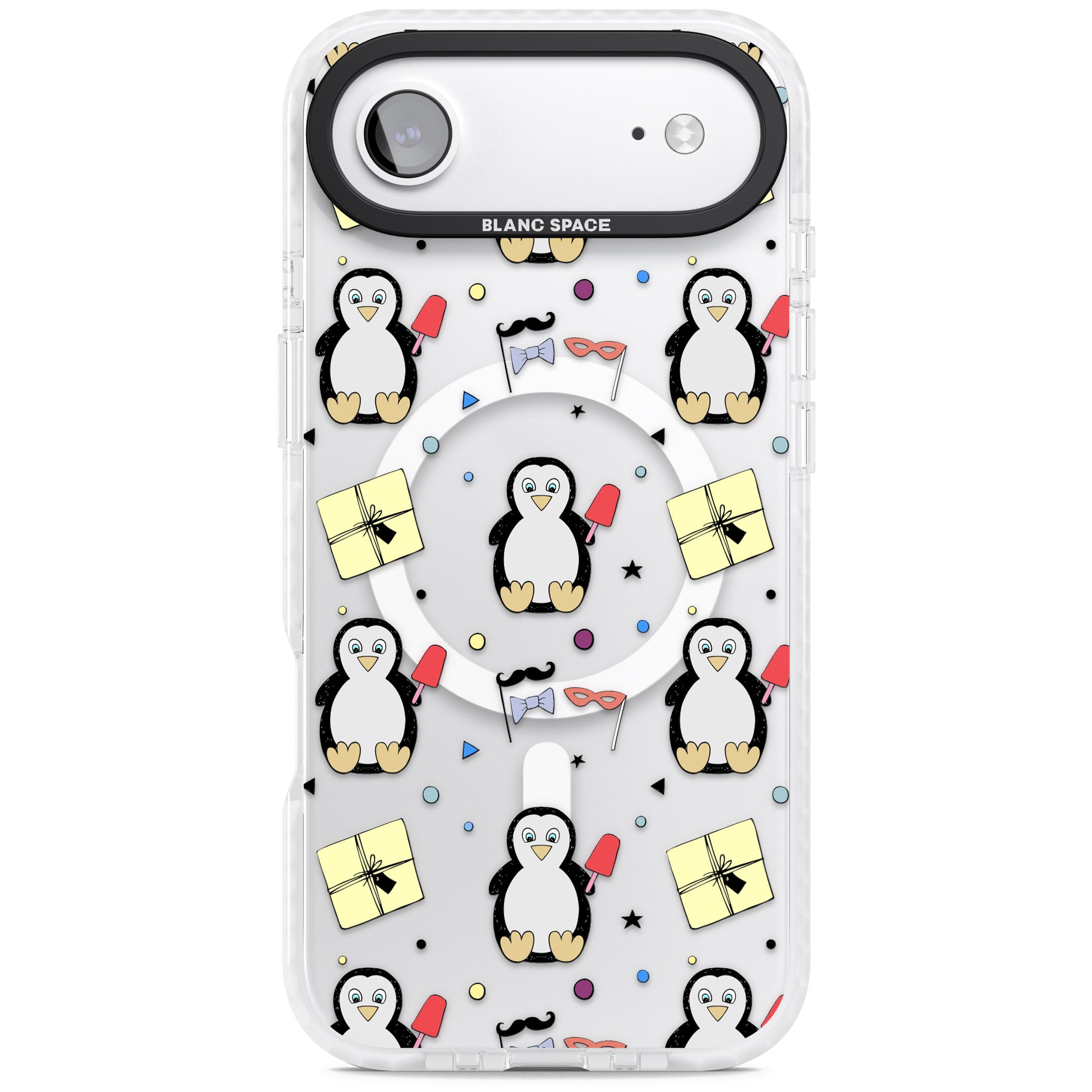 Cute Penguin Pattern Clear iPhone 17 Air Impact Pro Clear Phone Case