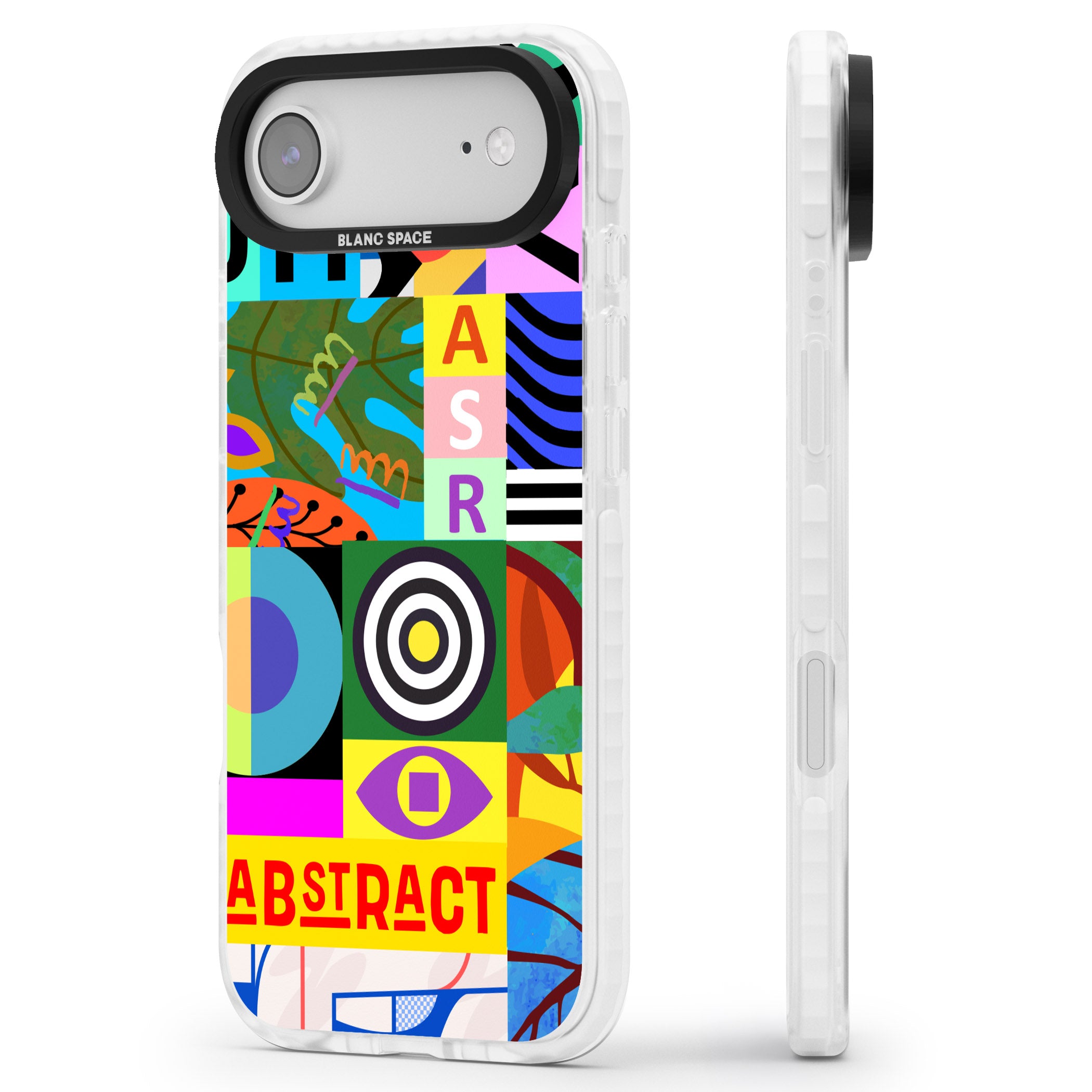 Abstract Pattern Patchwork iPhone 17 Air Impact Pro Clear Phone Case Side Profile