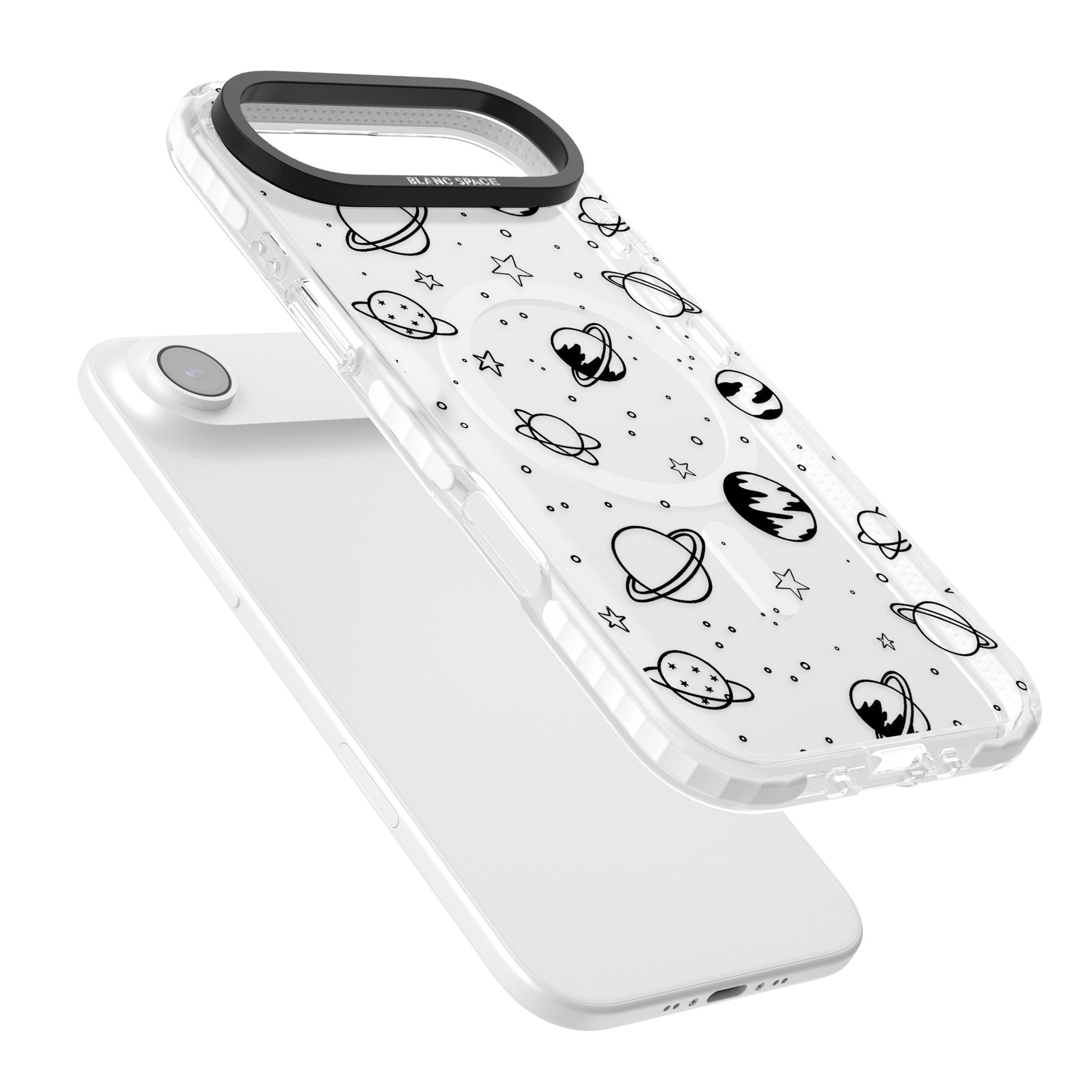 Cosmic Sketch Black Clear iPhone 17 Air Impact Pro Clear Phone Case Colours