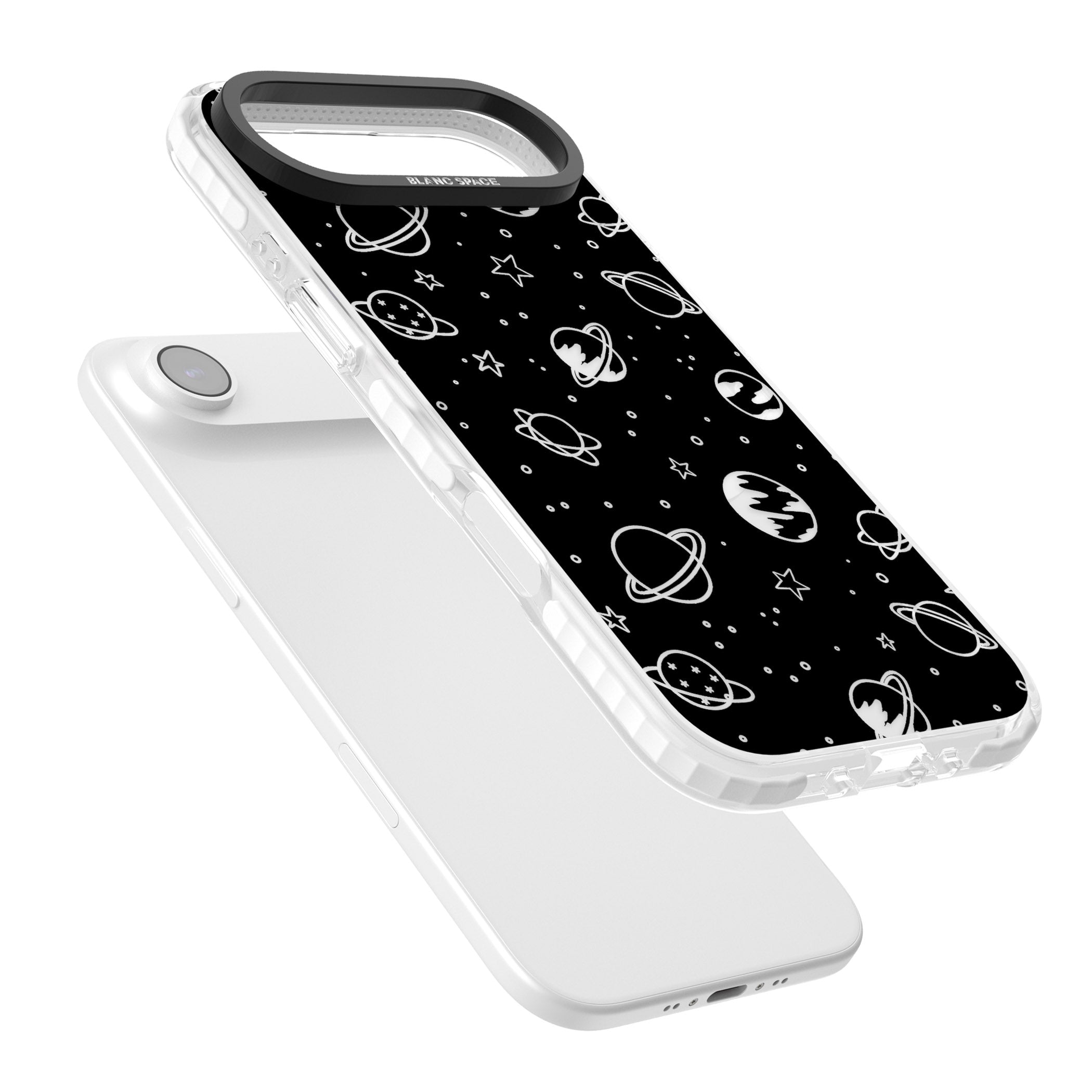 Cosmic Sketch Clear Black iPhone 17 Air Impact Pro Clear Phone Case Colours