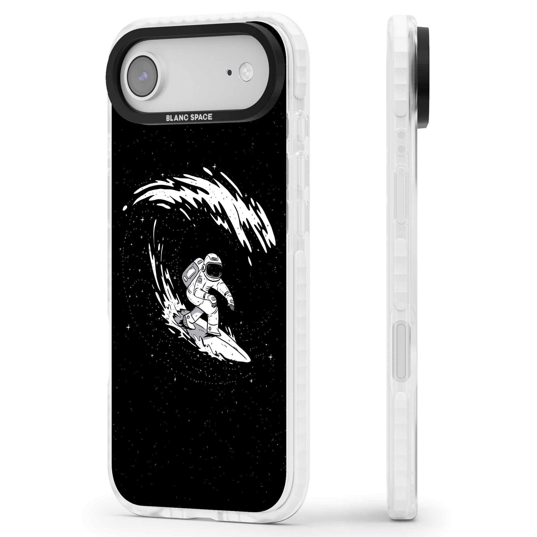Cosmic Surf iPhone 17 Air Impact Pro Clear Phone Case Side Profile
