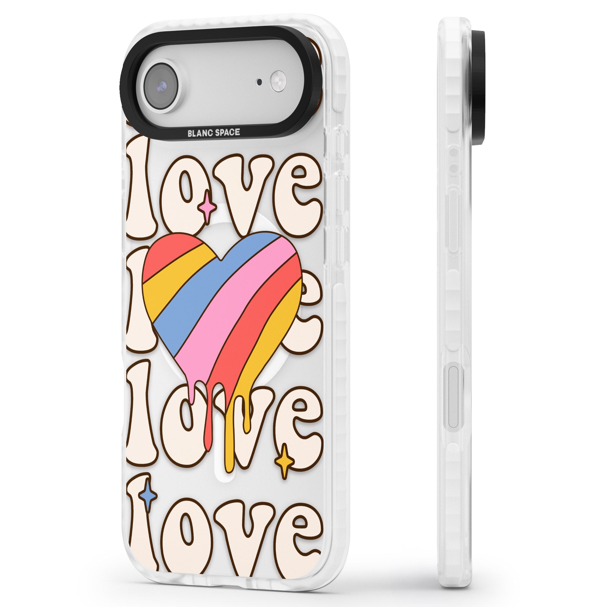 Groovy Love iPhone 17 Air Impact Pro Clear Phone Case Side Profile