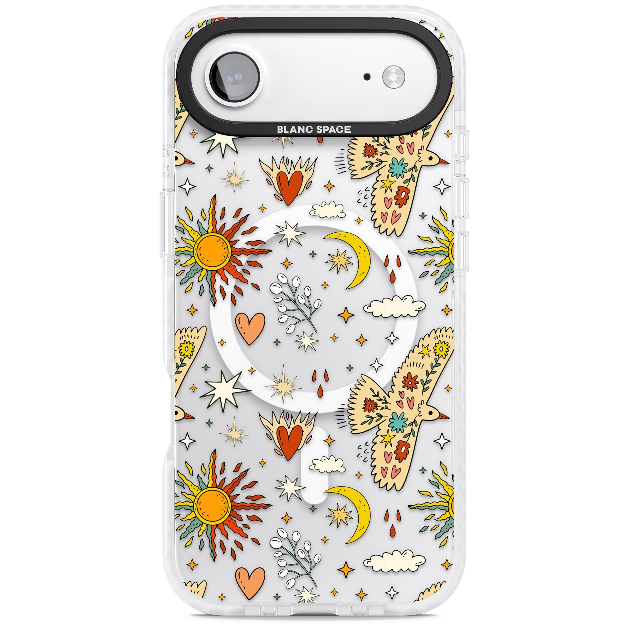 Boho Celestial Floral Bird Sun iPhone 17 Air Impact Pro Clear Phone Case