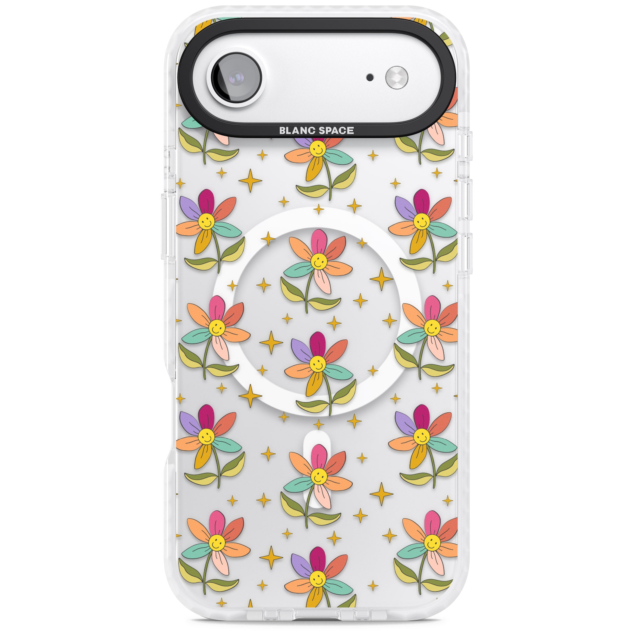 Boho Celestial Happy Flower iPhone 17 Air Impact Pro Clear Phone Case