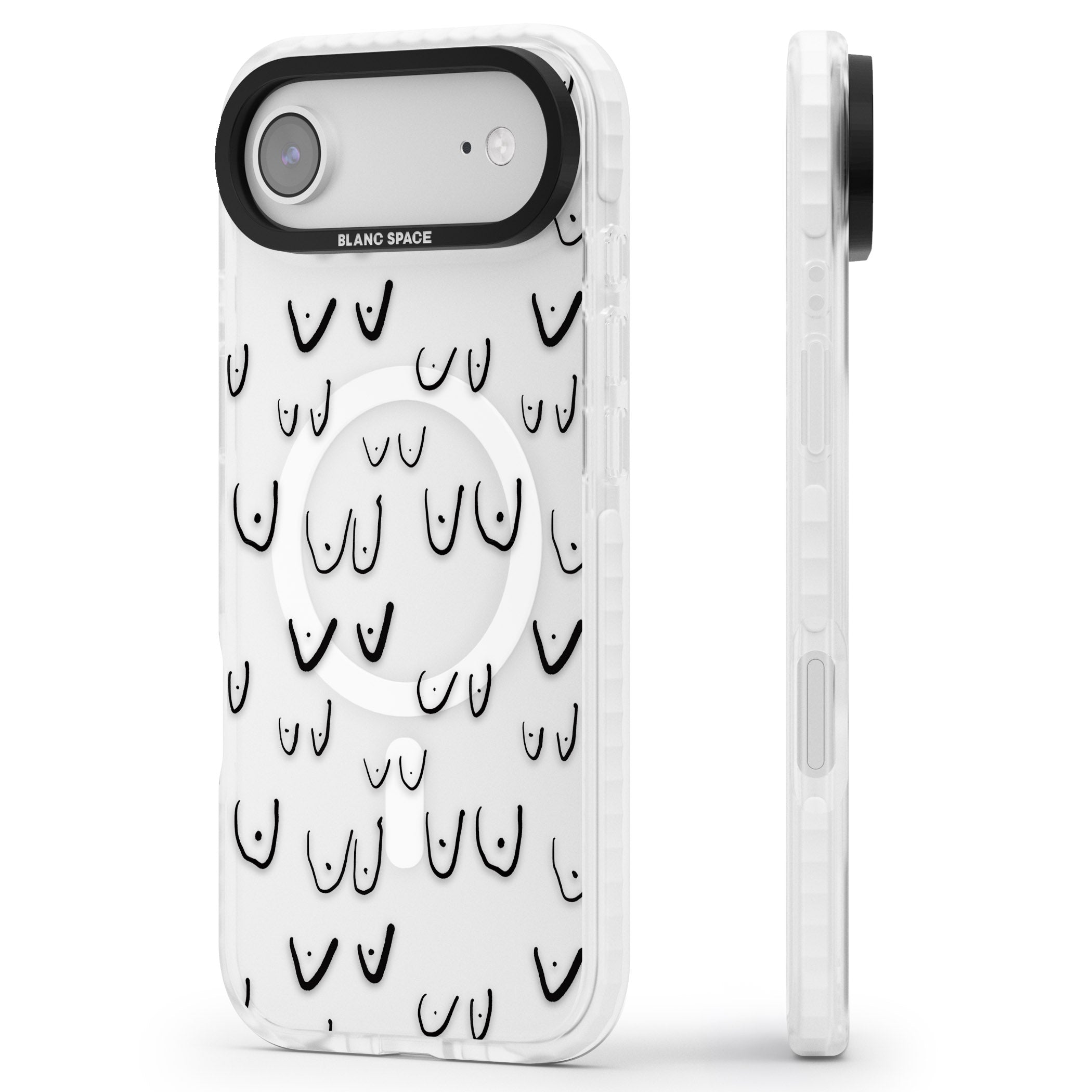 Boob Pattern (Black) iPhone 17 Air Impact Pro Clear Phone Case Side Profile